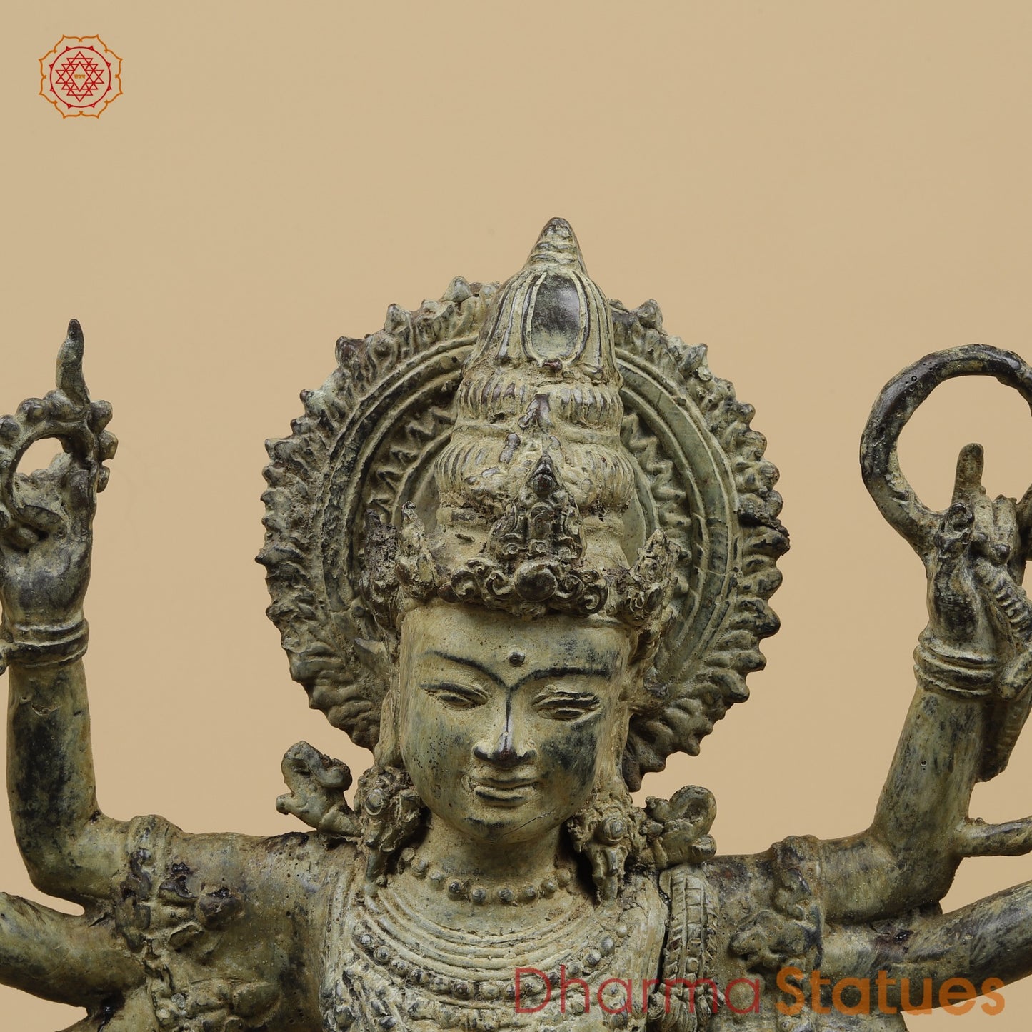 Bronze Dancing Krishna Holding 9 Diya Fine, Natural Patina 20” Origin- Java, Indonesia