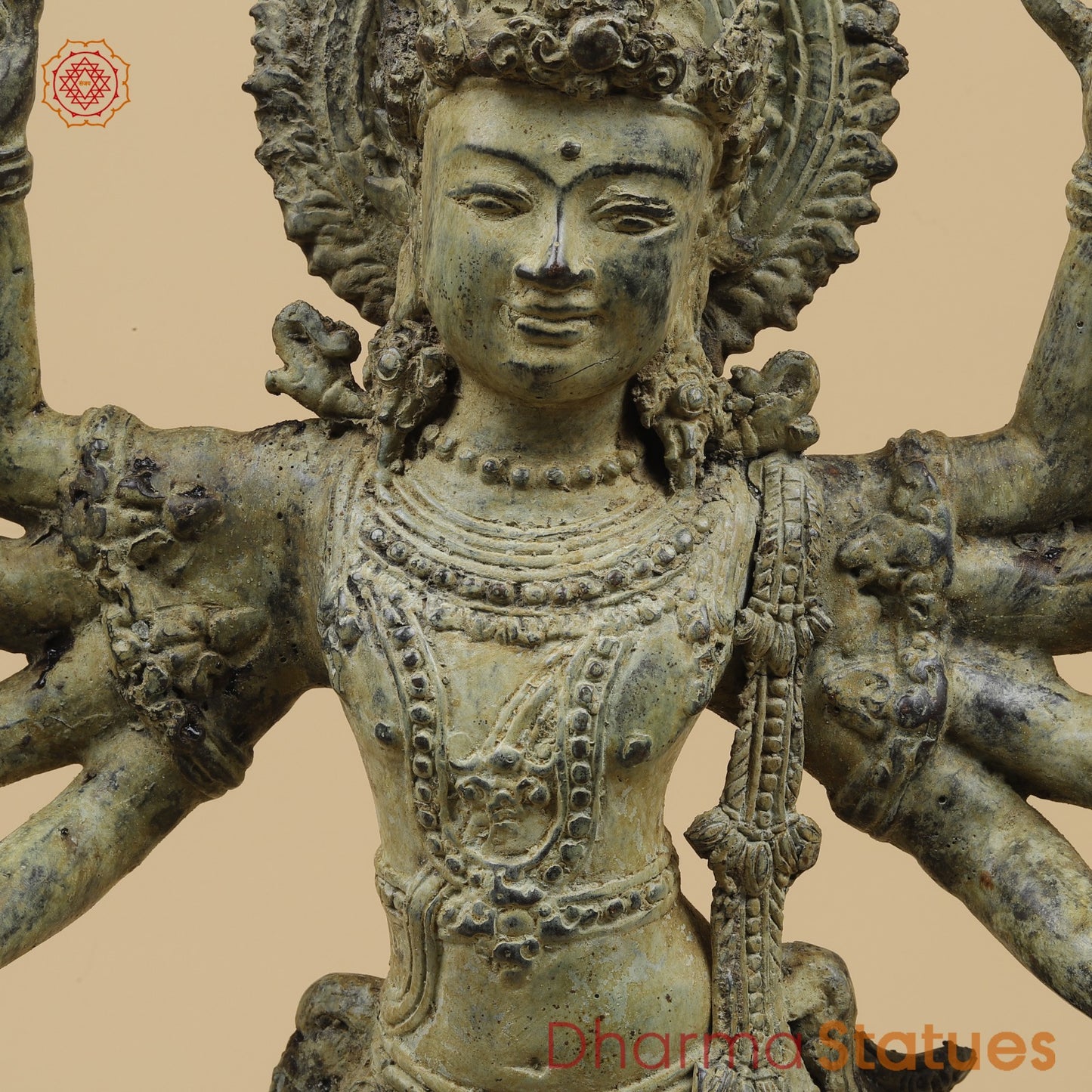 Bronze Dancing Krishna Holding 9 Diya Fine, Natural Patina 20” Origin- Java, Indonesia
