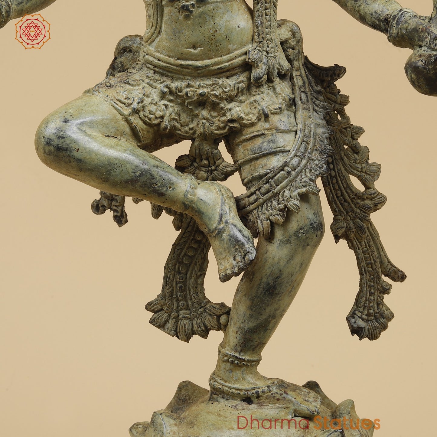 Bronze Dancing Krishna Holding 9 Diya Fine, Natural Patina 20” Origin- Java, Indonesia