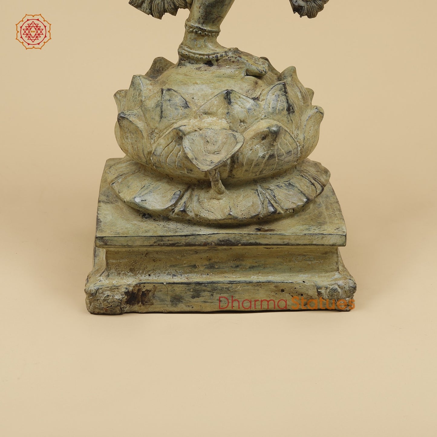Bronze Dancing Krishna Holding 9 Diya Fine, Natural Patina 20” Origin- Java, Indonesia