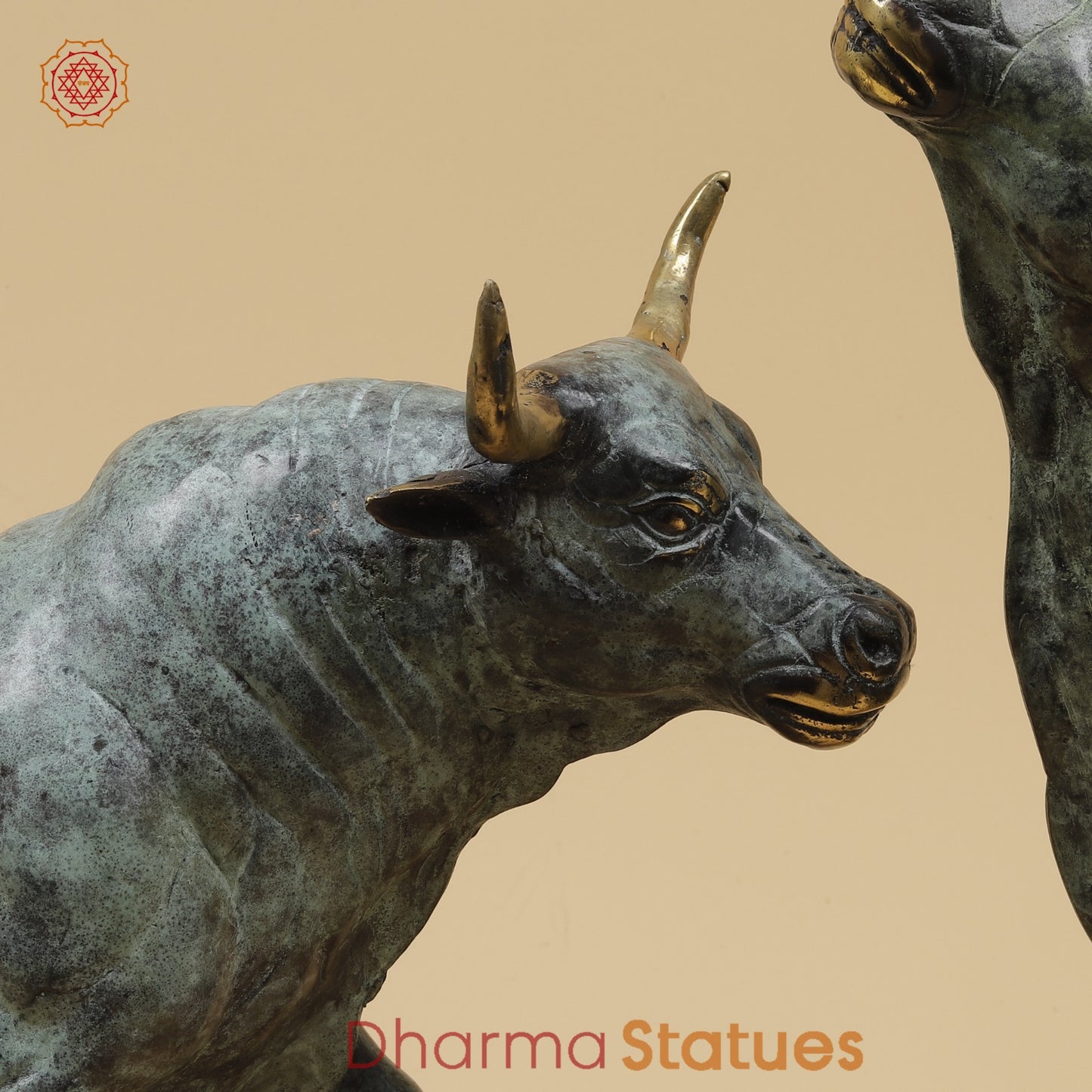 Bronze Pair Of Bulls Standing Fine, Turqoise finish 12” Origin - Java, Indonesia
