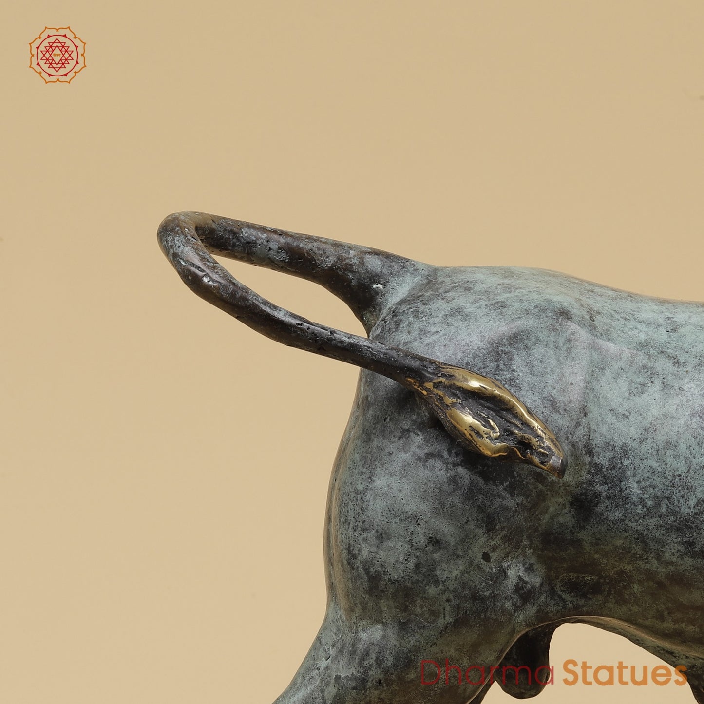 Bronze Pair Of Bulls Standing Fine, Turqoise finish 12” Origin - Java, Indonesia