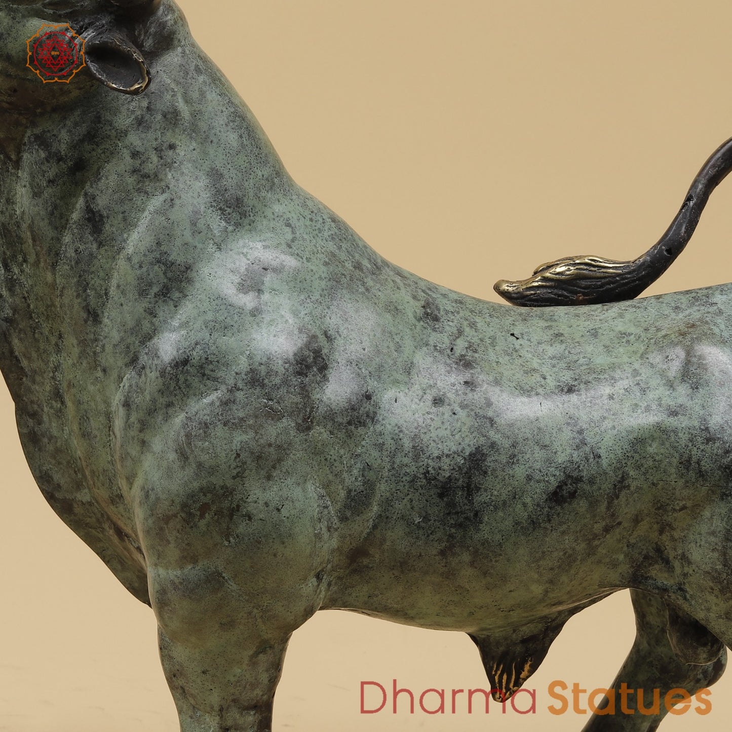 Bronze Pair Of Bulls Standing Fine, Turqoise finish 12” Origin - Java, Indonesia
