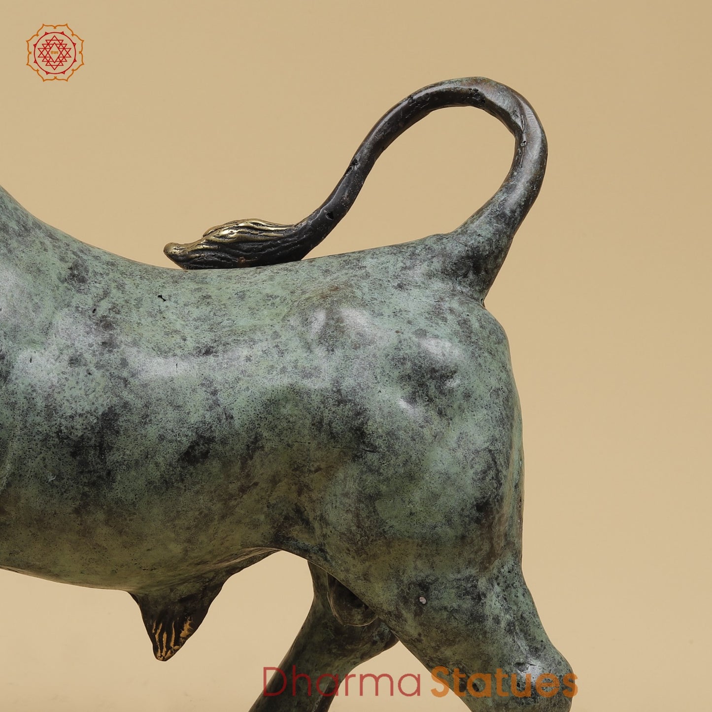 Bronze Pair Of Bulls Standing Fine, Turqoise finish 12” Origin - Java, Indonesia
