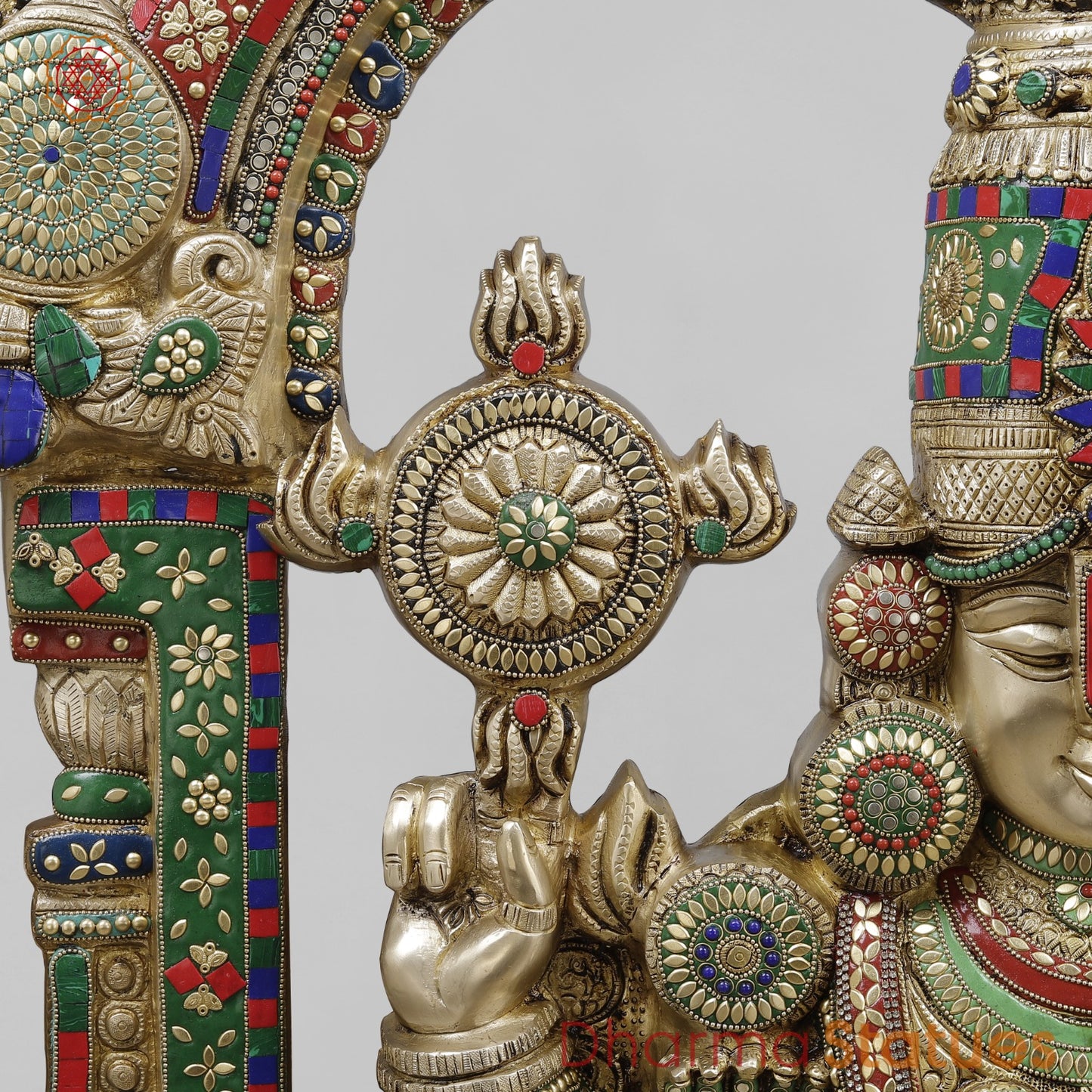 Brass Tirupati Balaji With Arch, Stone Work 56”