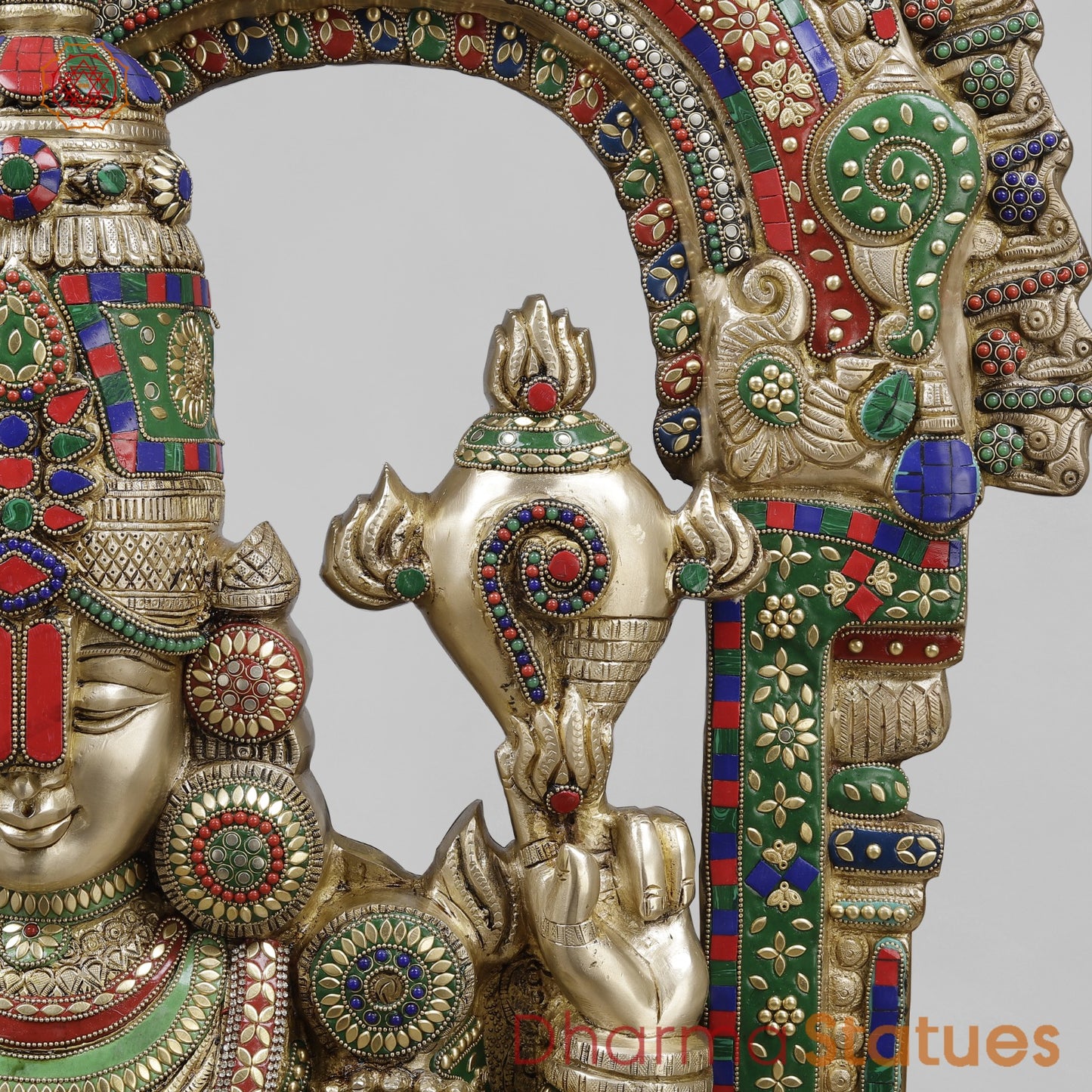 Brass Tirupati Balaji With Arch, Stone Work 56”