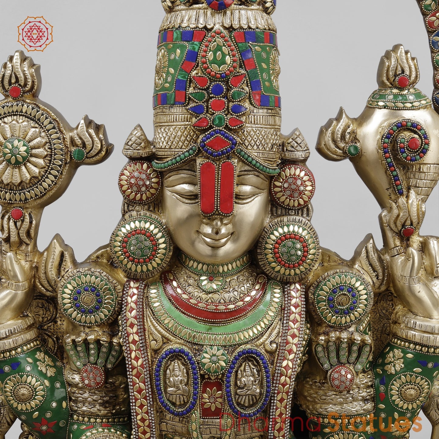 Brass Tirupati Balaji With Arch, Stone Work 56”