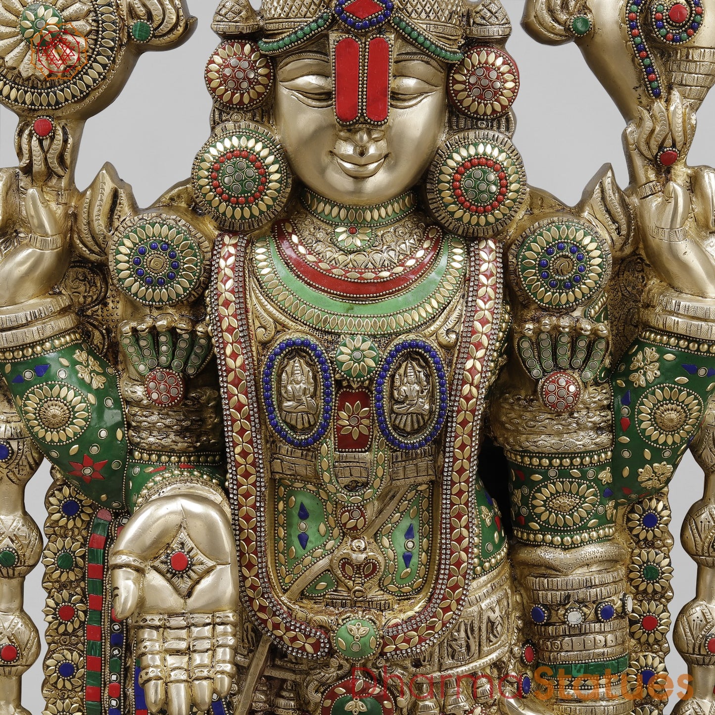 Brass Tirupati Balaji With Arch, Stone Work 56”