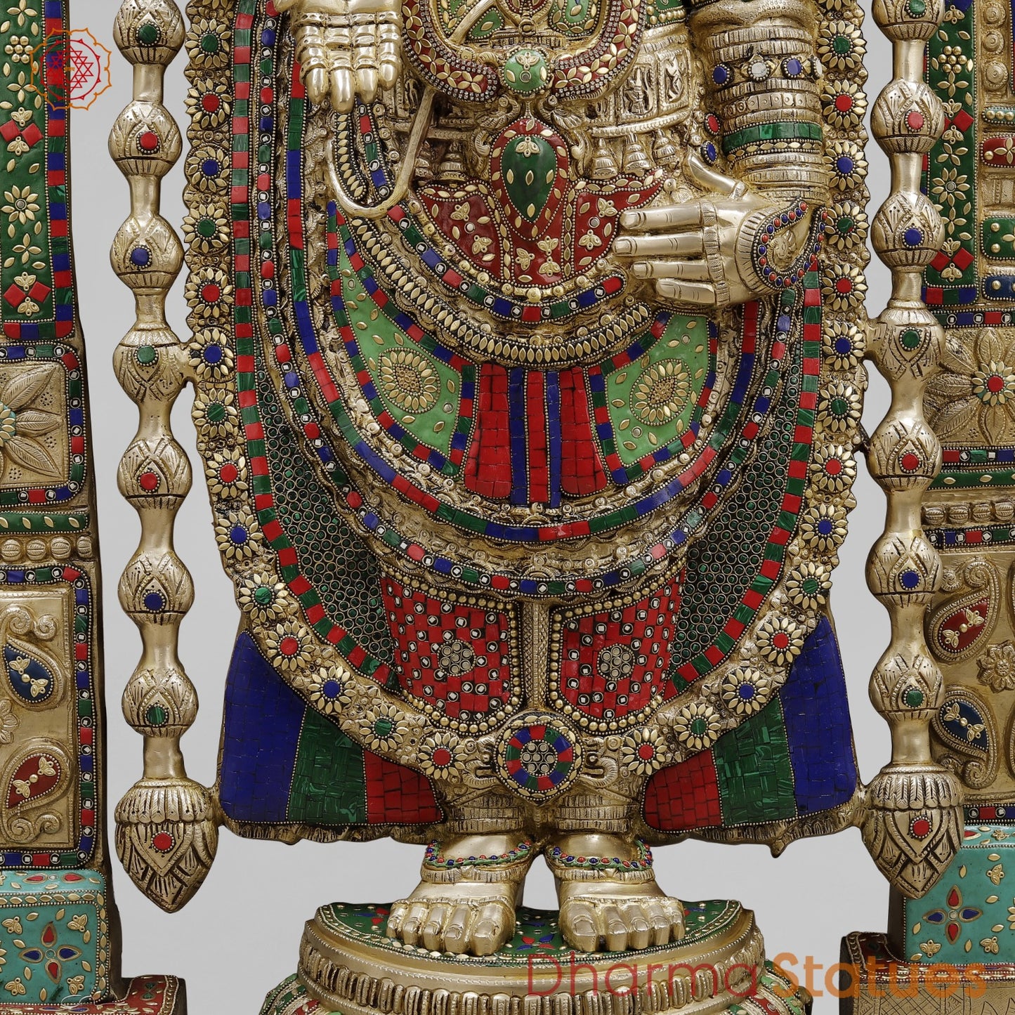 Brass Tirupati Balaji With Arch, Stone Work 56”