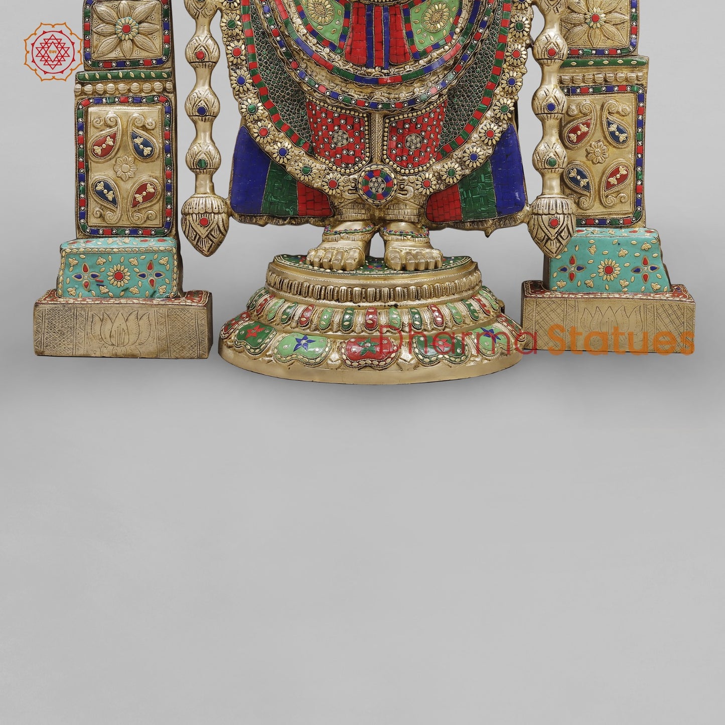Brass Tirupati Balaji With Arch, Stone Work 56”