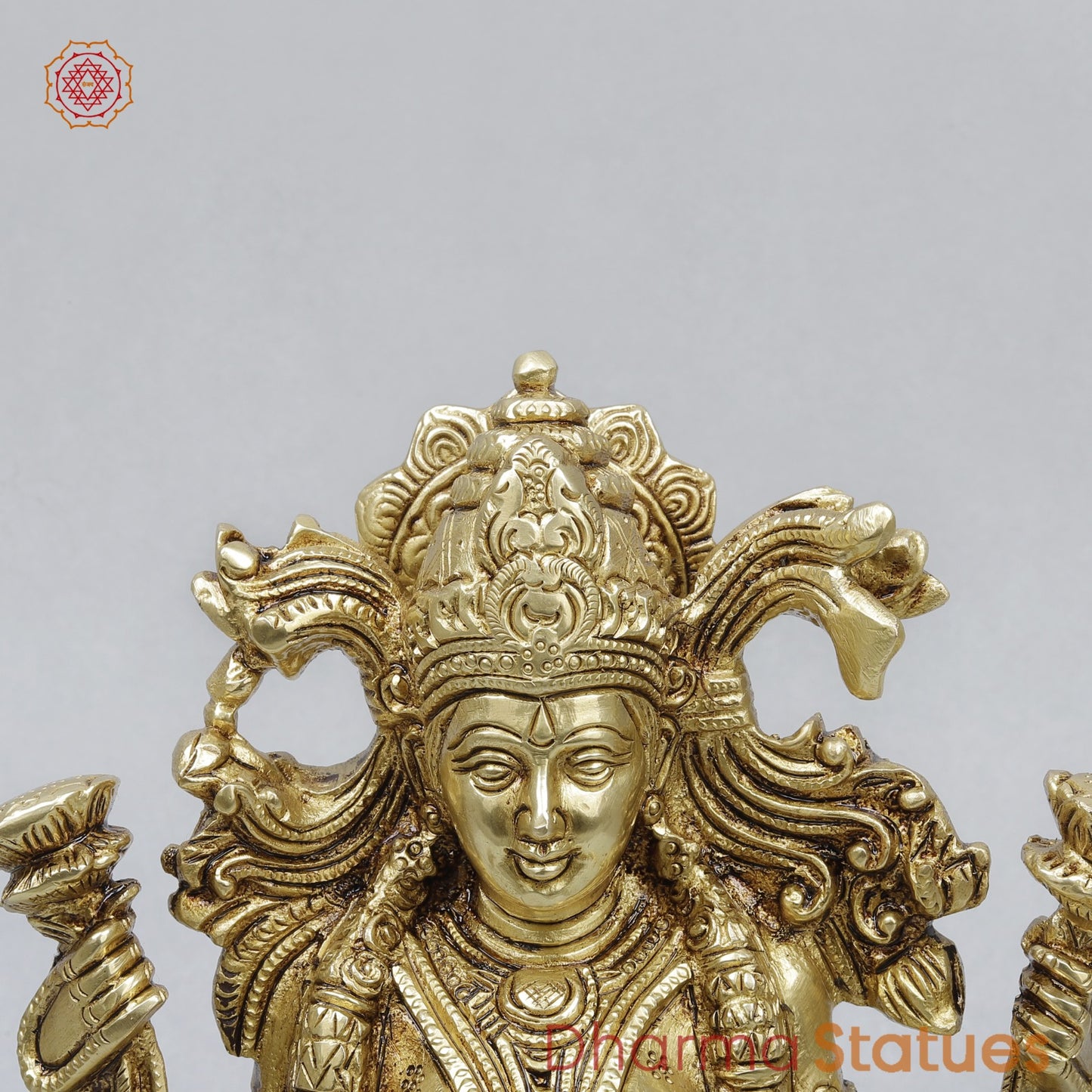 Brass Lakshmi Seated Fine, Golden Finish 8.5”