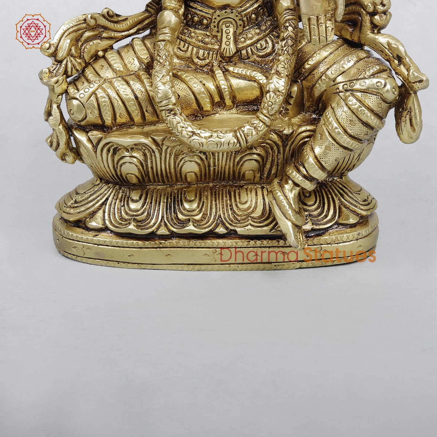 Brass Lakshmi Seated Fine, Golden Finish 8.5”