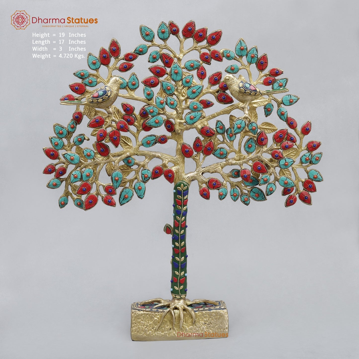 Brass Kalpvriksh Tree Fine, Stone work 19”