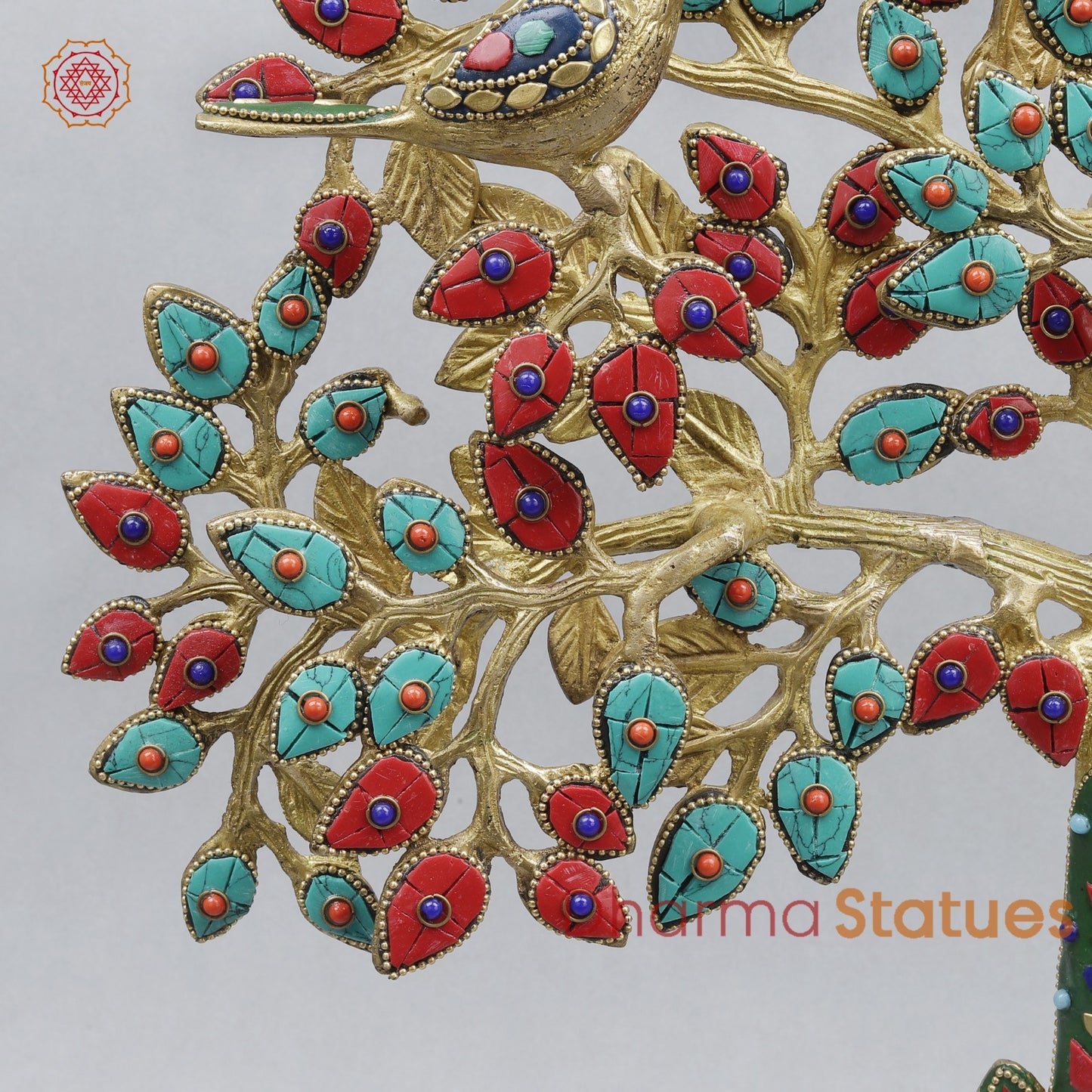 Brass Kalpvriksh Tree Fine, Stone work 19”