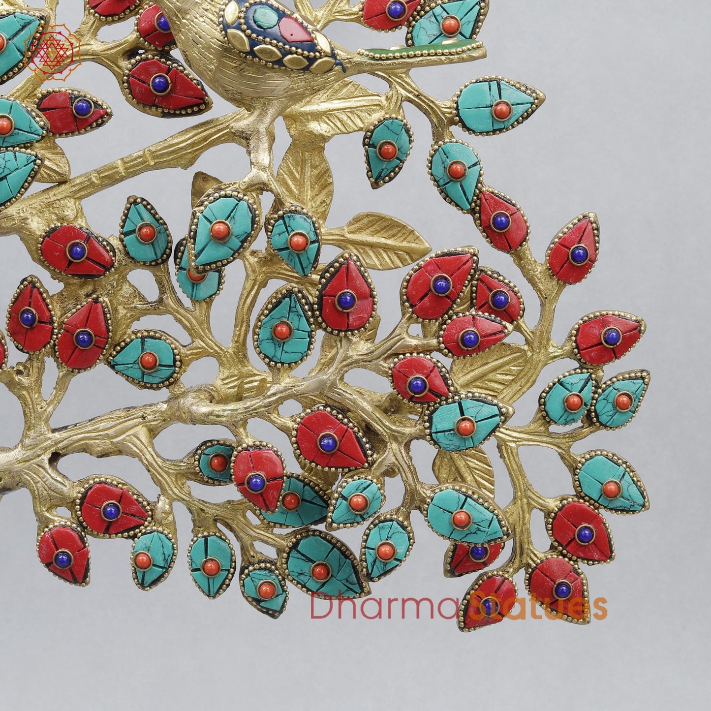 Brass Kalpvriksh Tree Fine, Stone work 19”