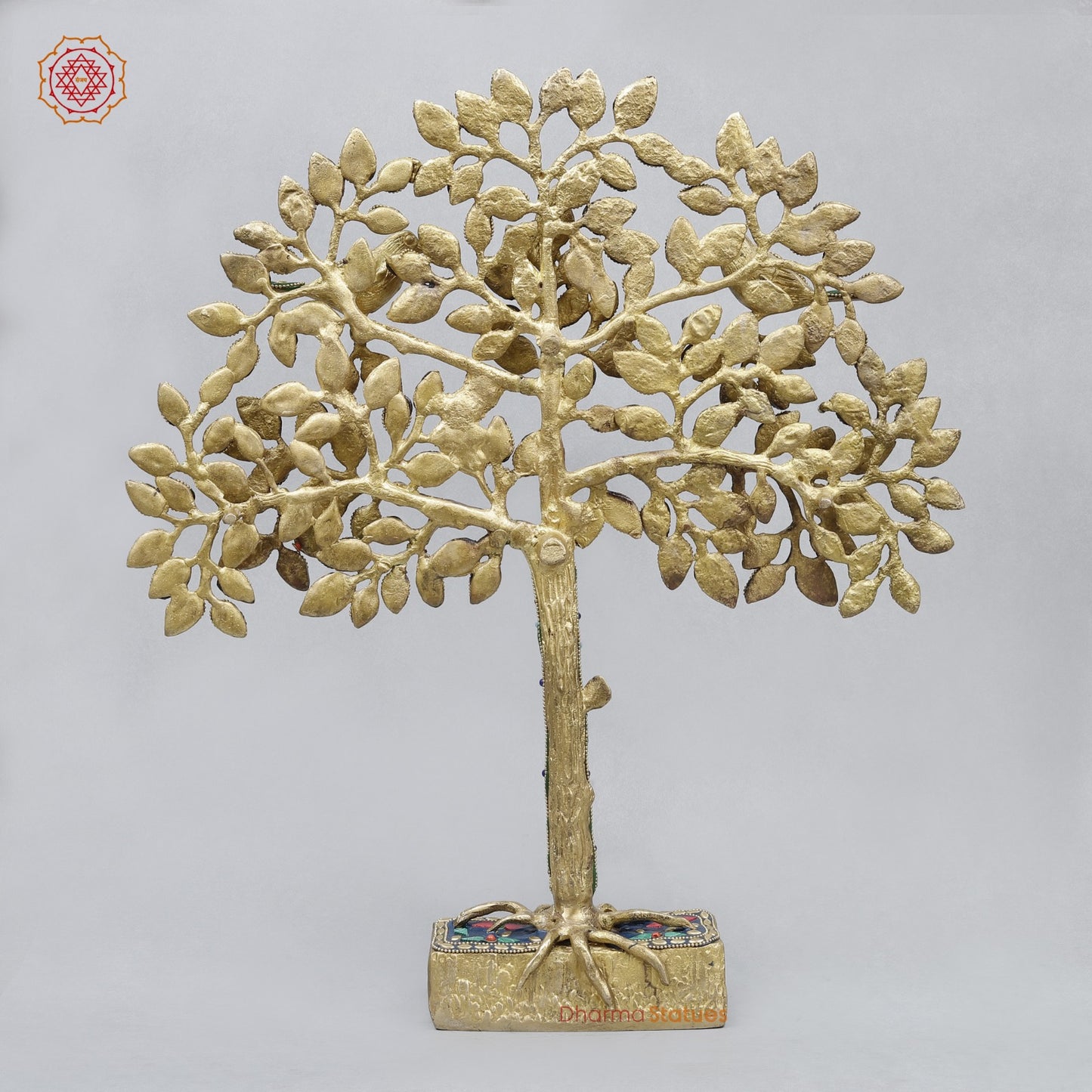 Brass Kalpvriksh Tree Fine, Stone work 19”