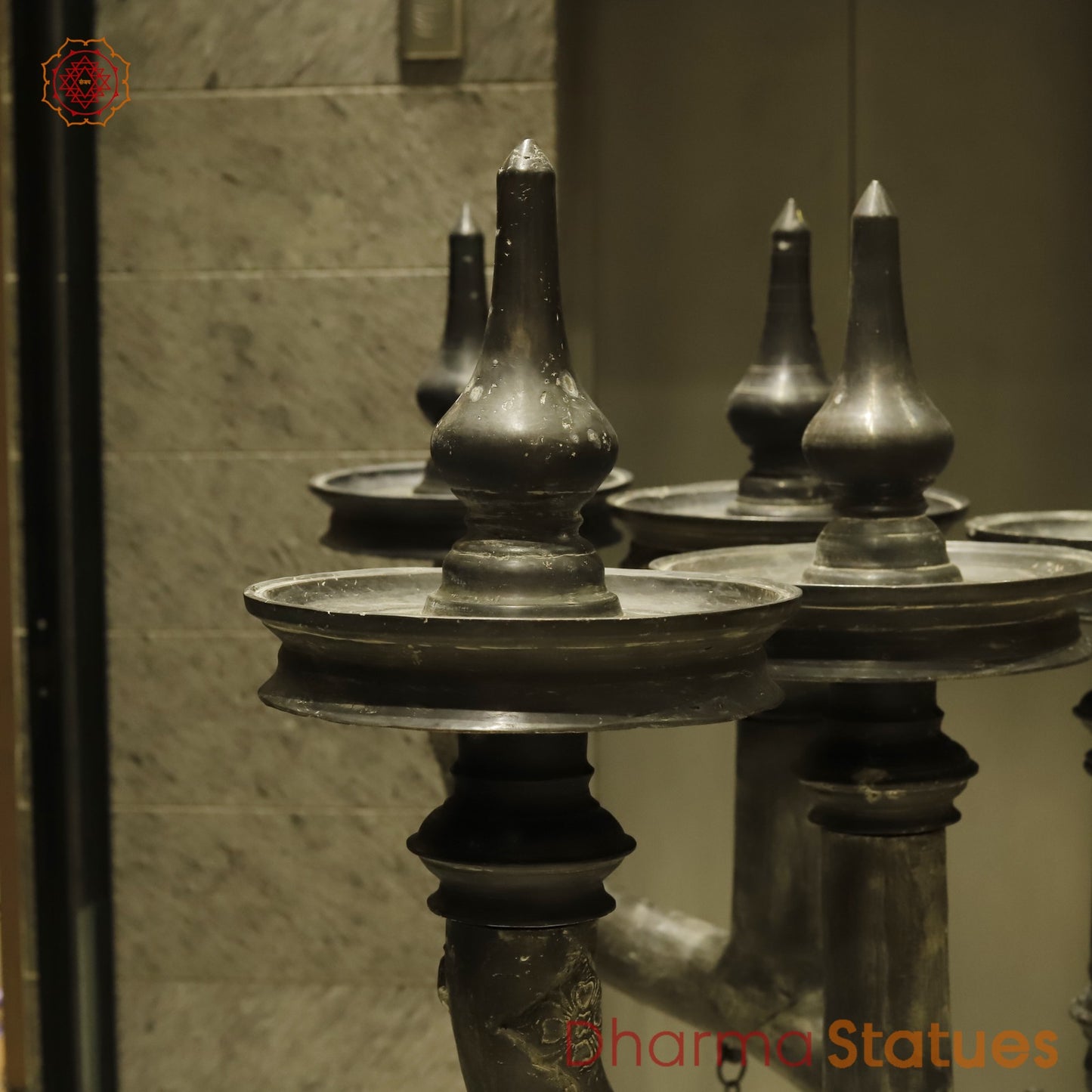 Bronze Lamp With 9 Heads, Natural Antique Finish 63”
