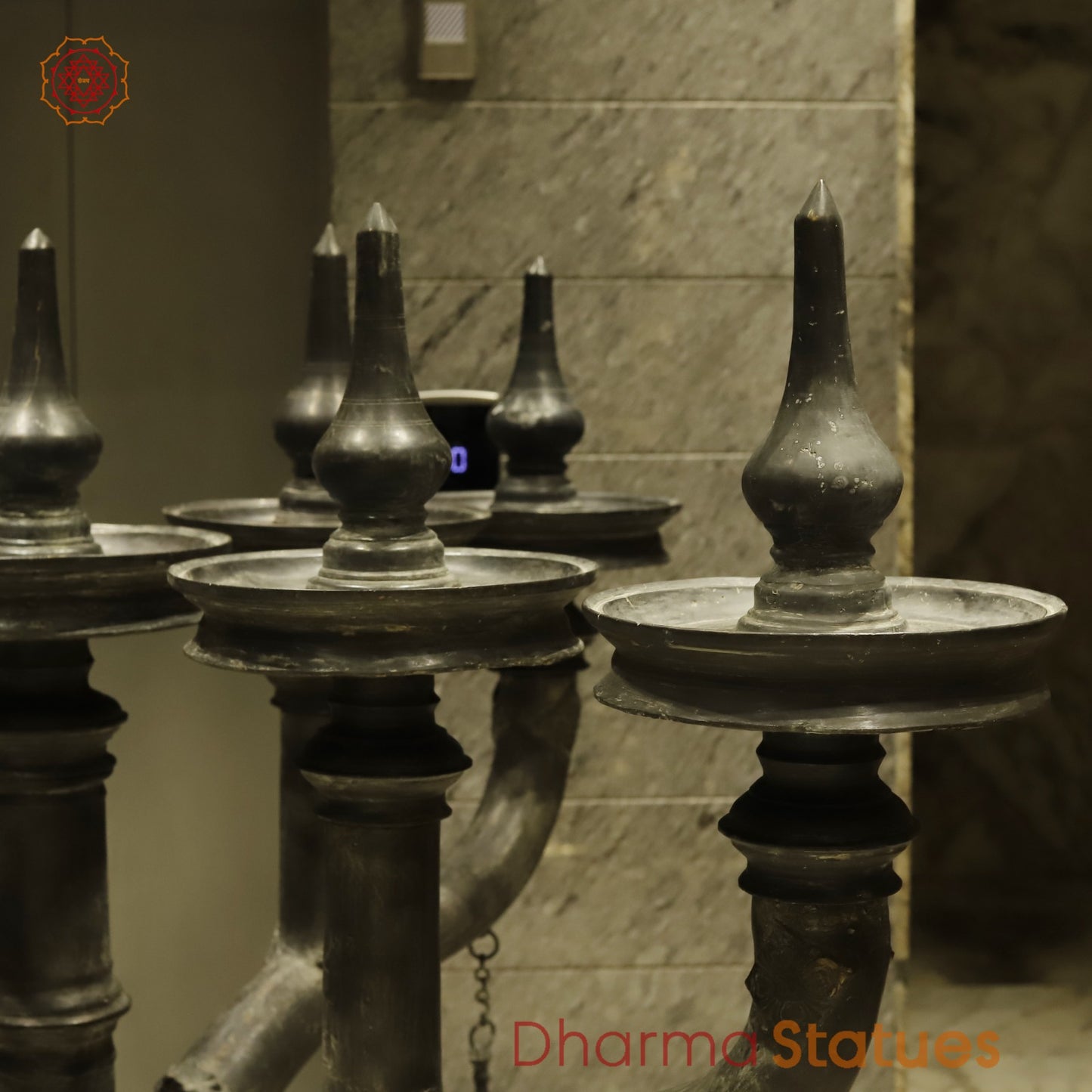 Bronze Lamp With 9 Heads, Natural Antique Finish 63”