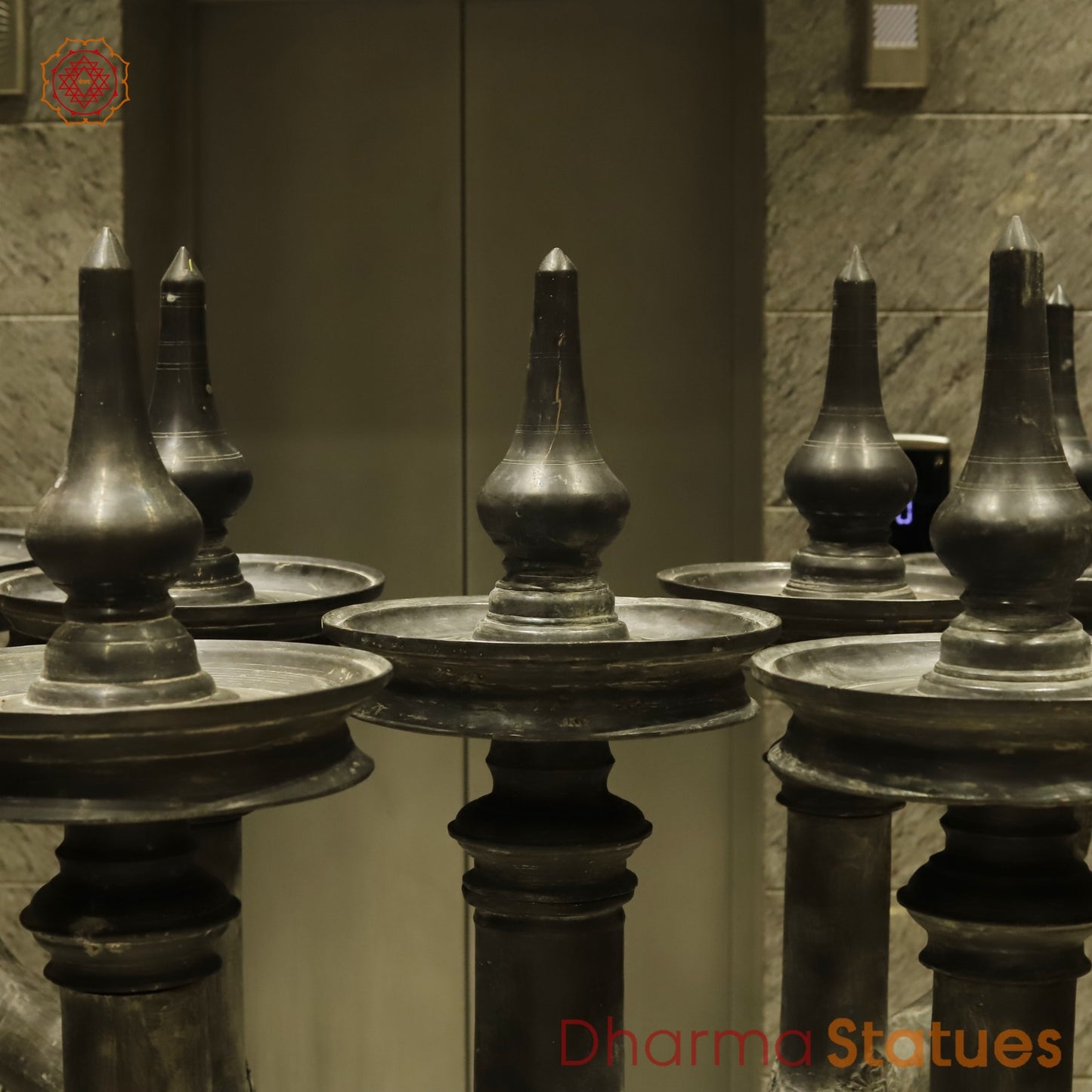 Bronze Lamp With 9 Heads, Natural Antique Finish 63”