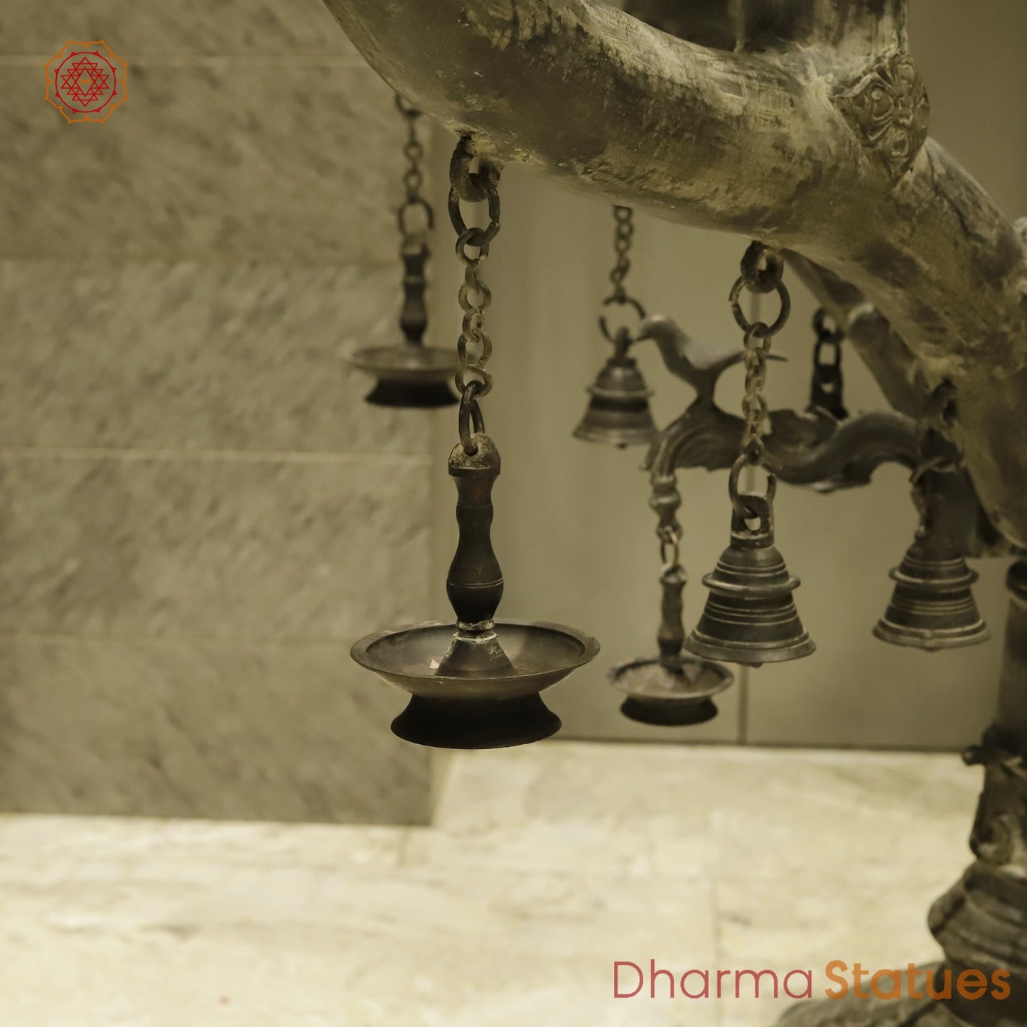 Bronze Lamp With 9 Heads, Natural Antique Finish 63”