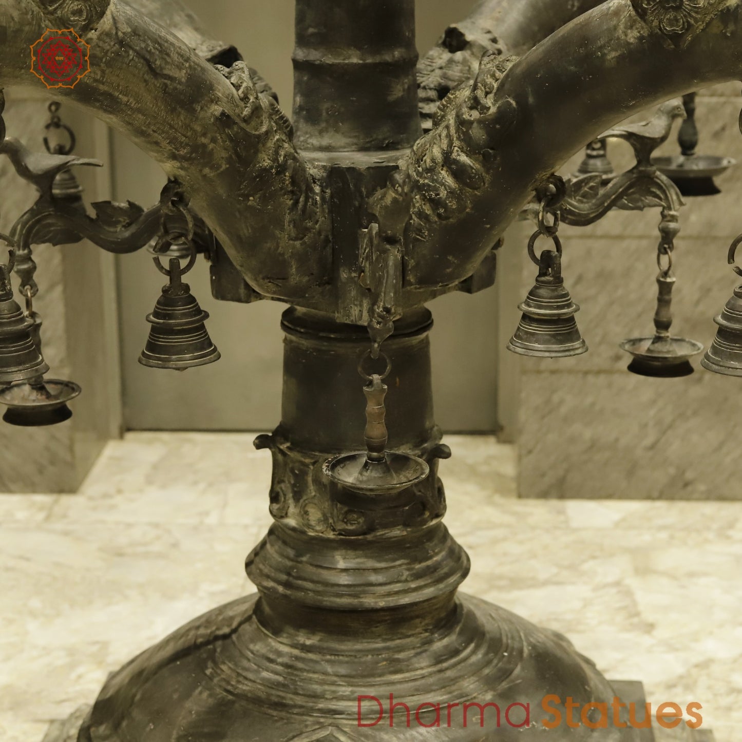 Bronze Lamp With 9 Heads, Natural Antique Finish 63”