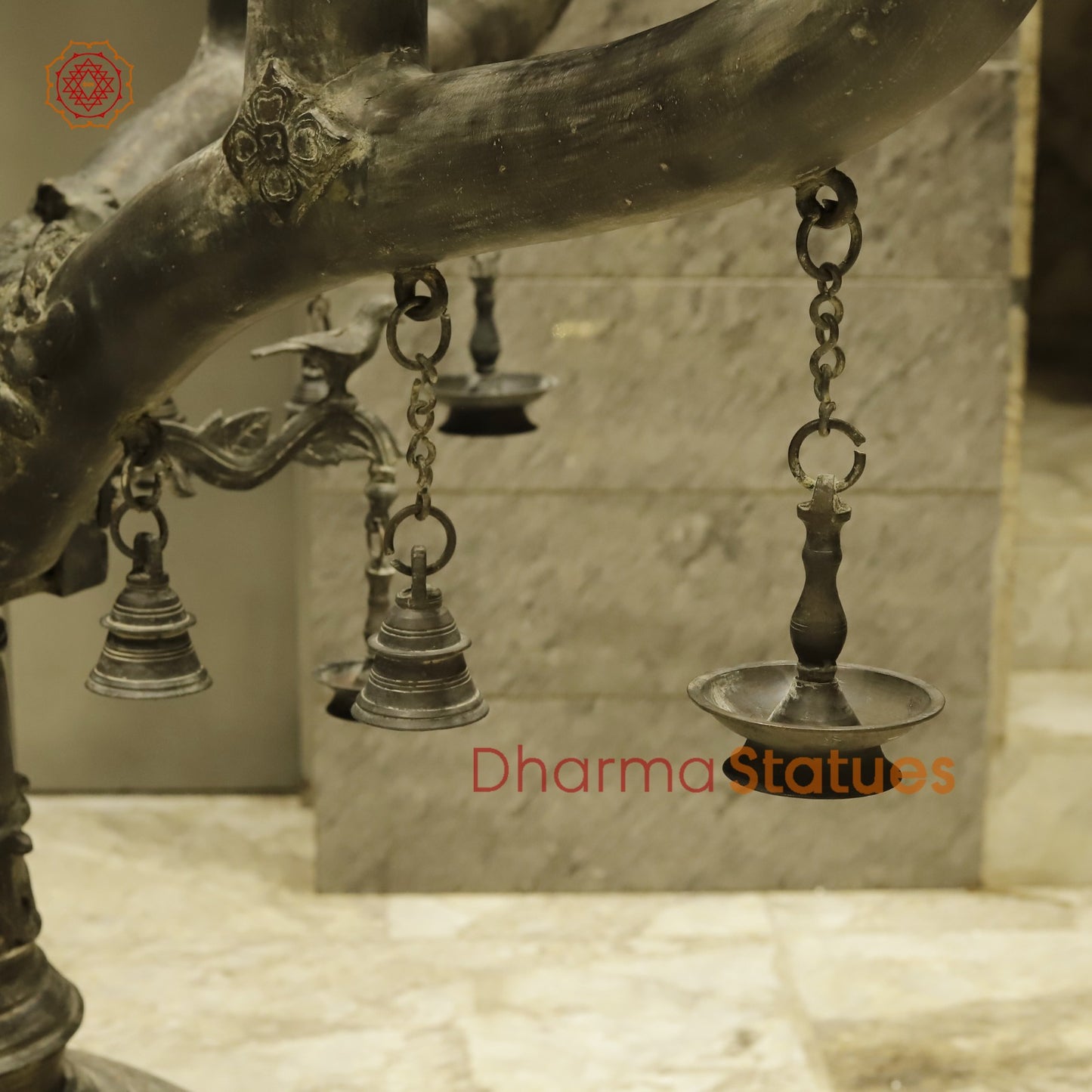 Bronze Lamp With 9 Heads, Natural Antique Finish 63”