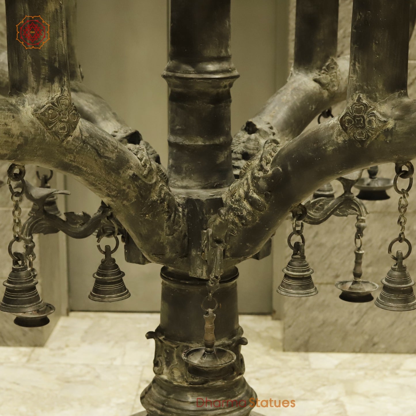 Bronze Lamp With 9 Heads, Natural Antique Finish 63”