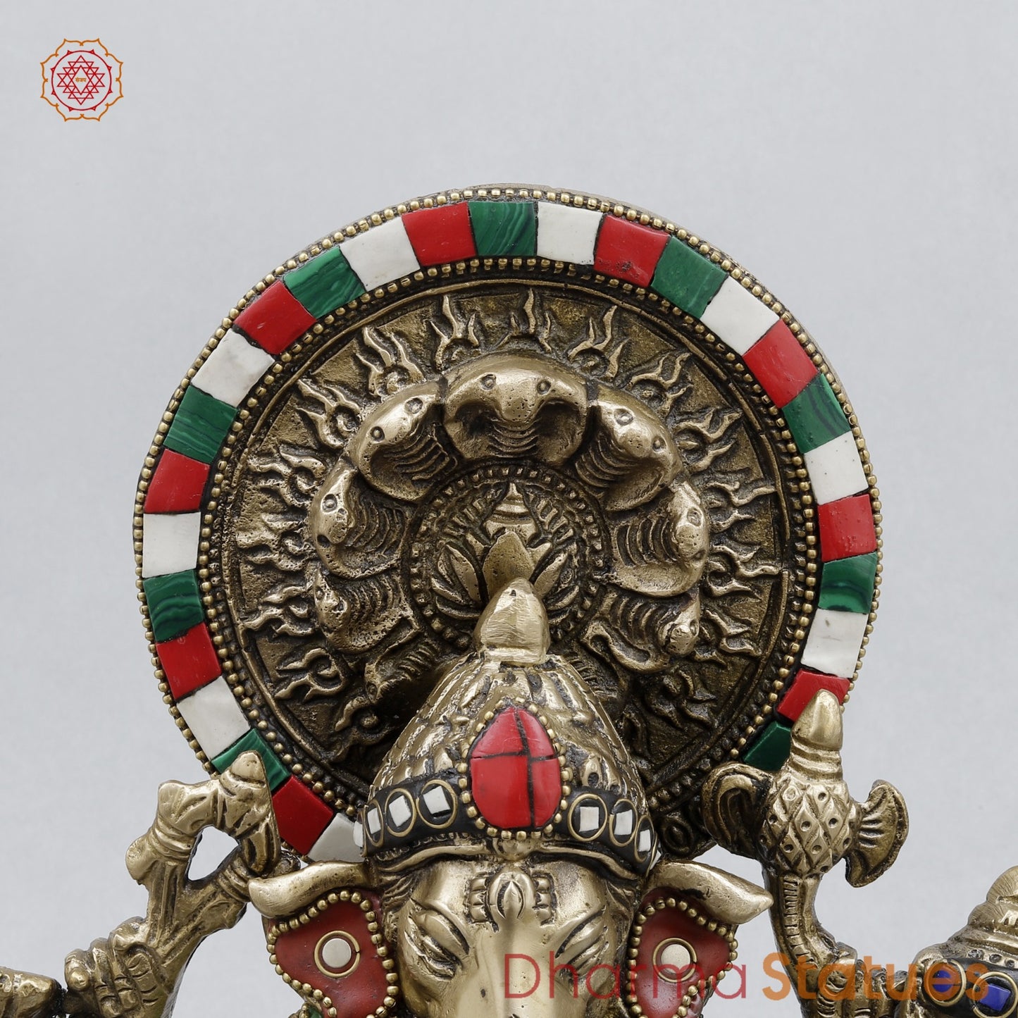 Brass Raksha Ganesh Fine, Stone work 11”