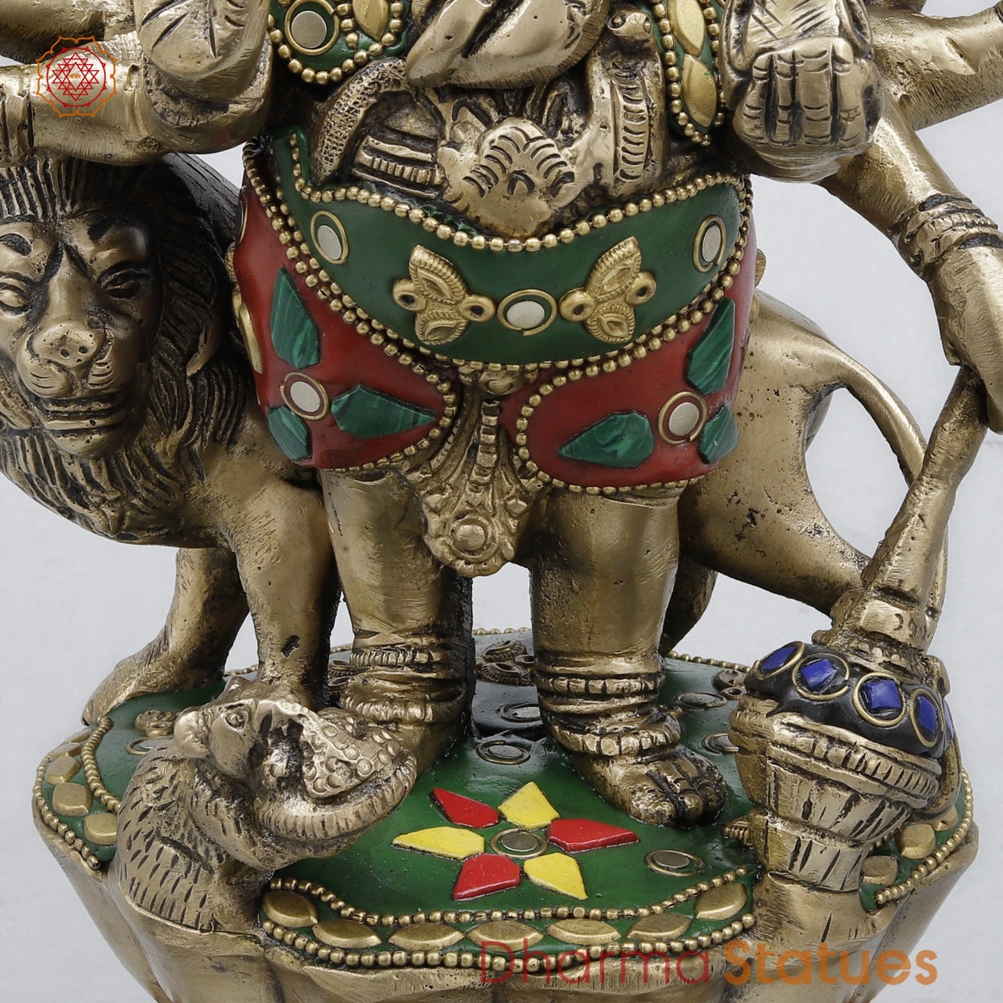Brass Raksha Ganesh Fine, Stone work 11”
