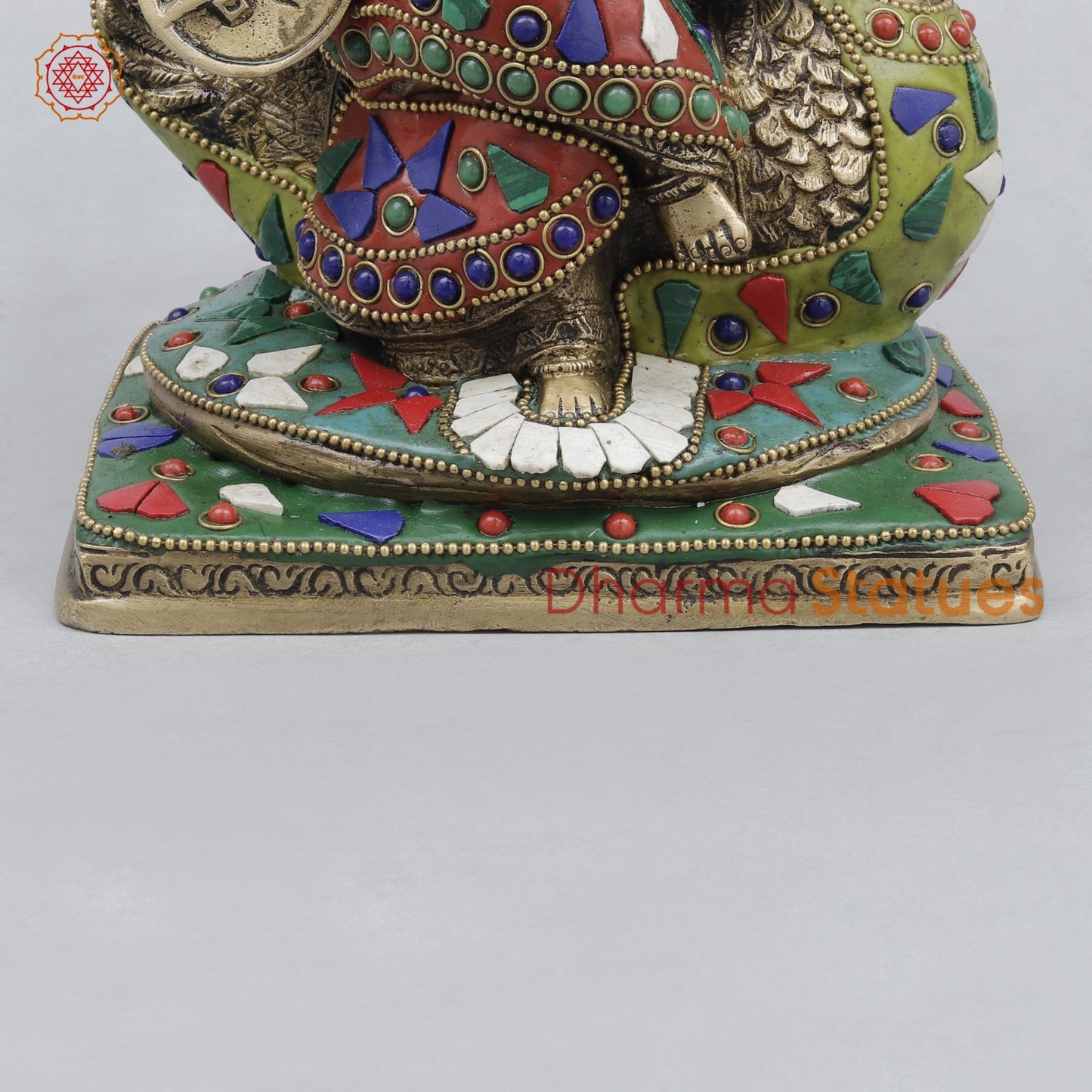 Brass Saraswati Seated On swan, Stone work 7.5”