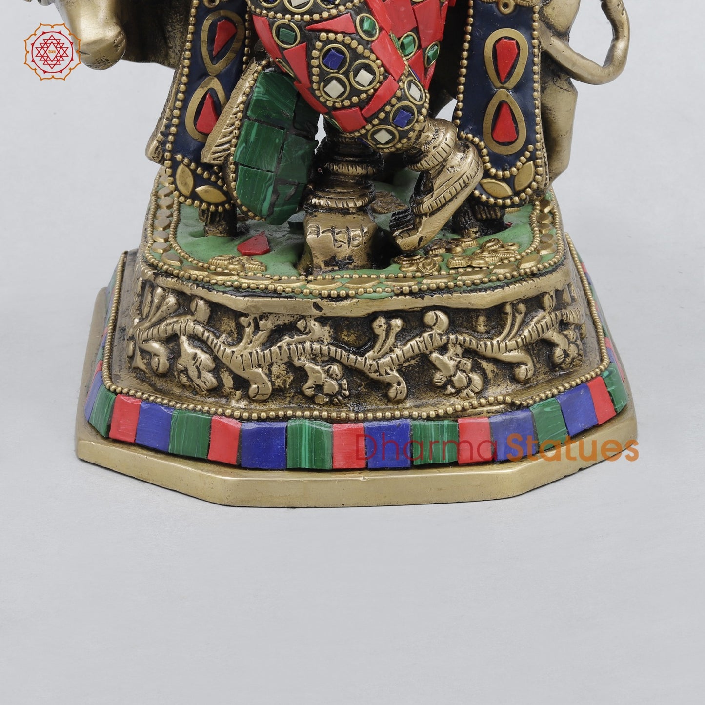Brass Cow Krishna Fine, Stone work 10”