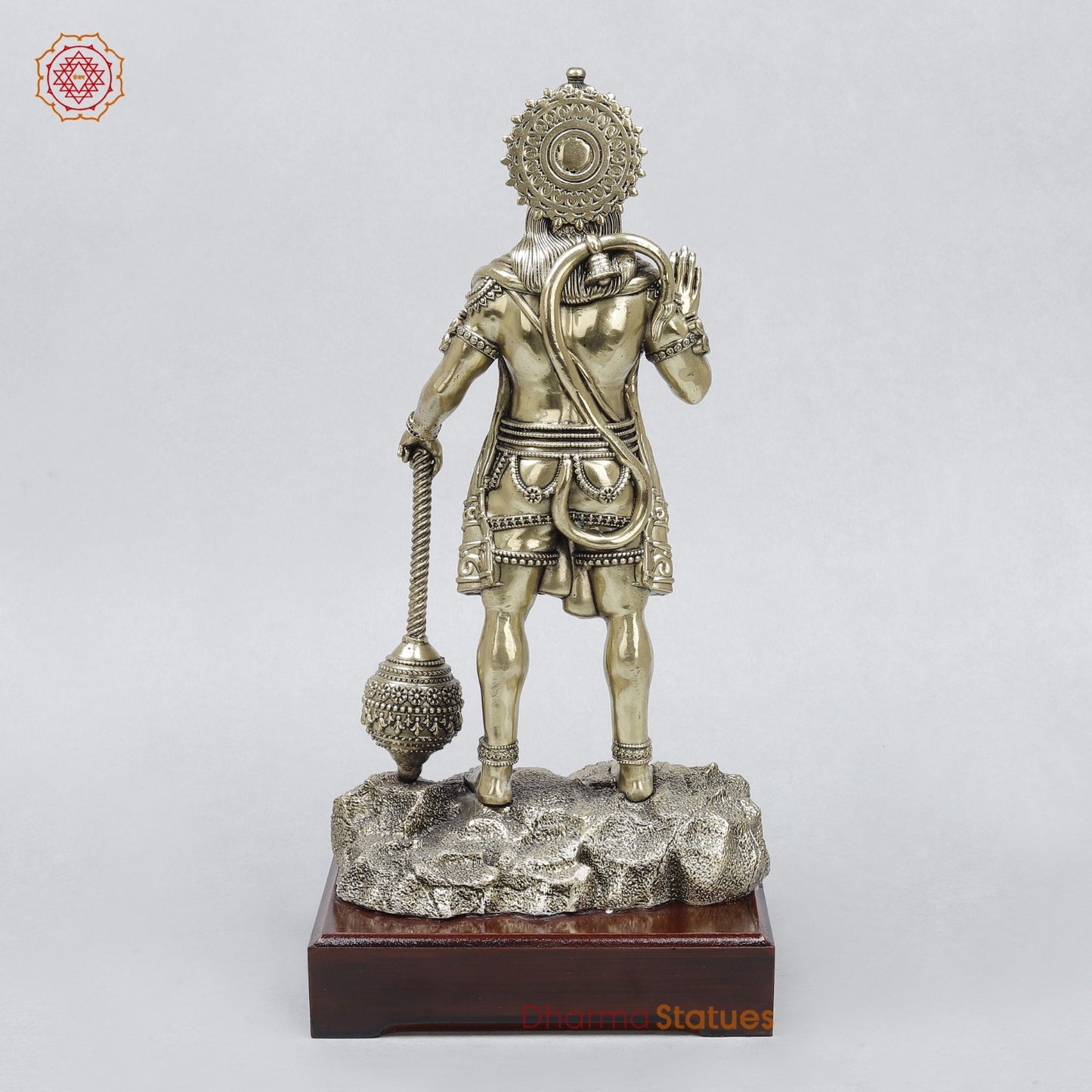 Brass Hanuman Standing On wooden Pedestal Fine 14”