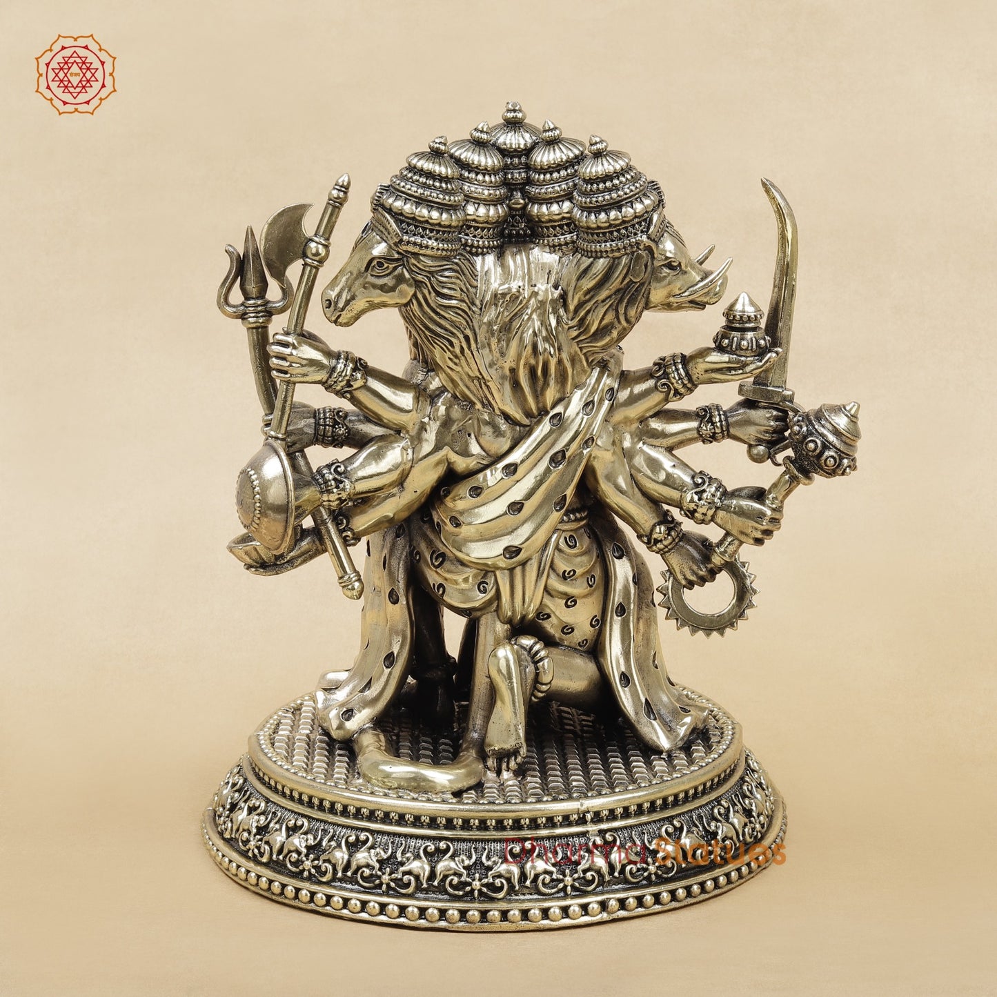 Brass Panchmukhi Hanuman Seated Fine 10”