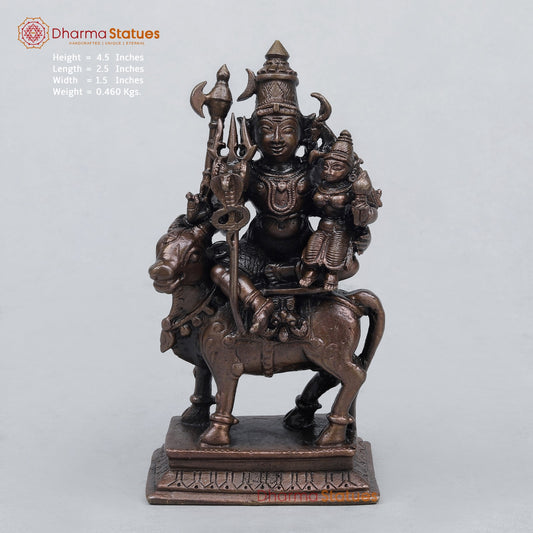 Copper Shiva Family on Nandi 4.5”