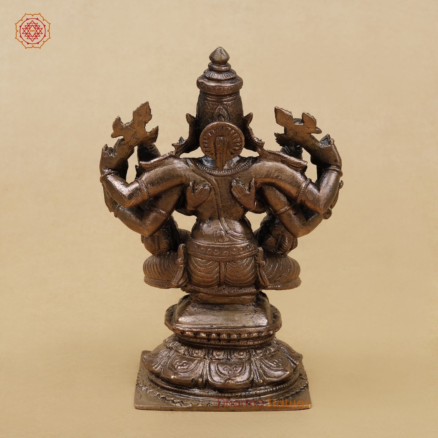 Copper Vishnu Seated with Sridevi and Bhudevi Fine 5”