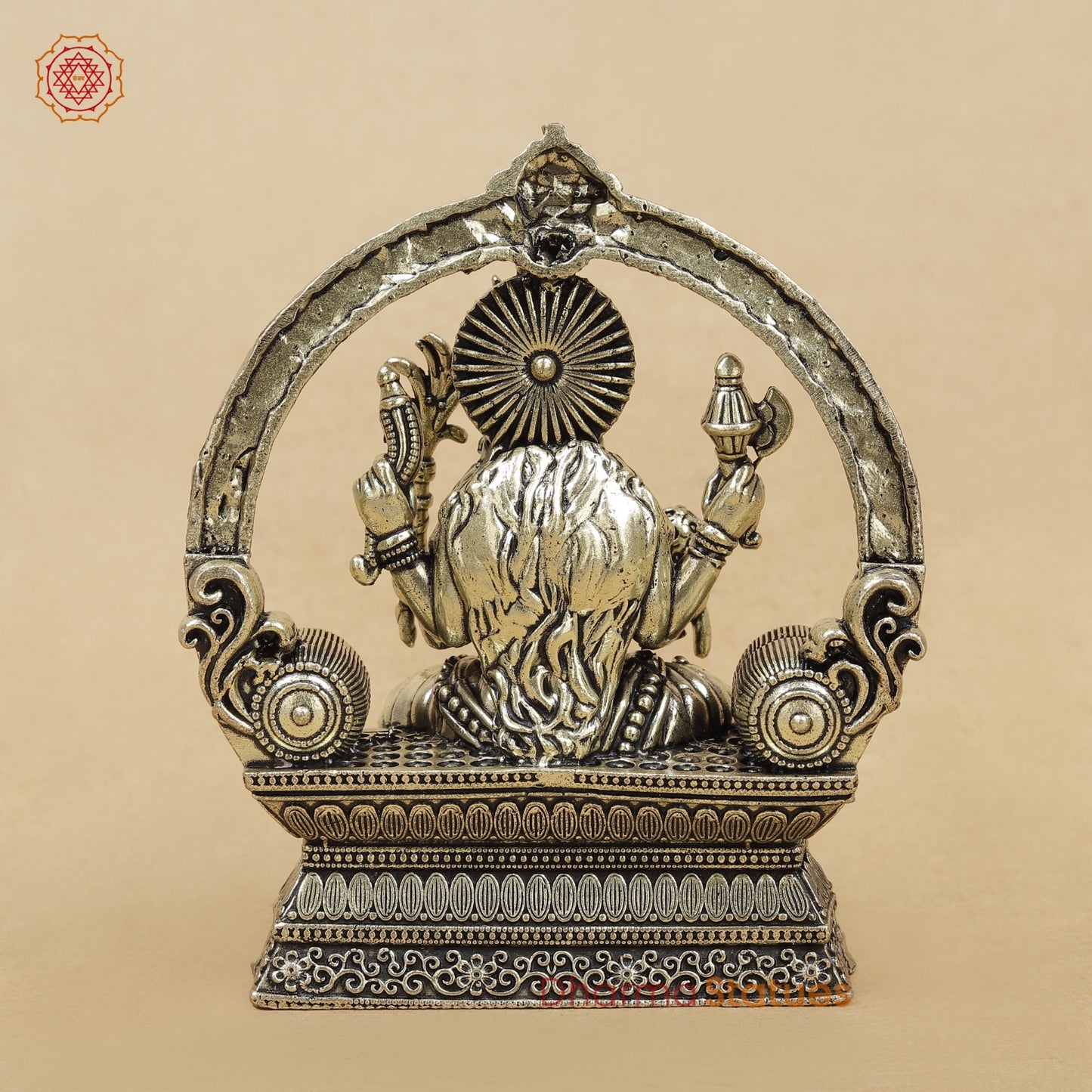 Brass Rajarajeshwari Seated fine with Arch 4”