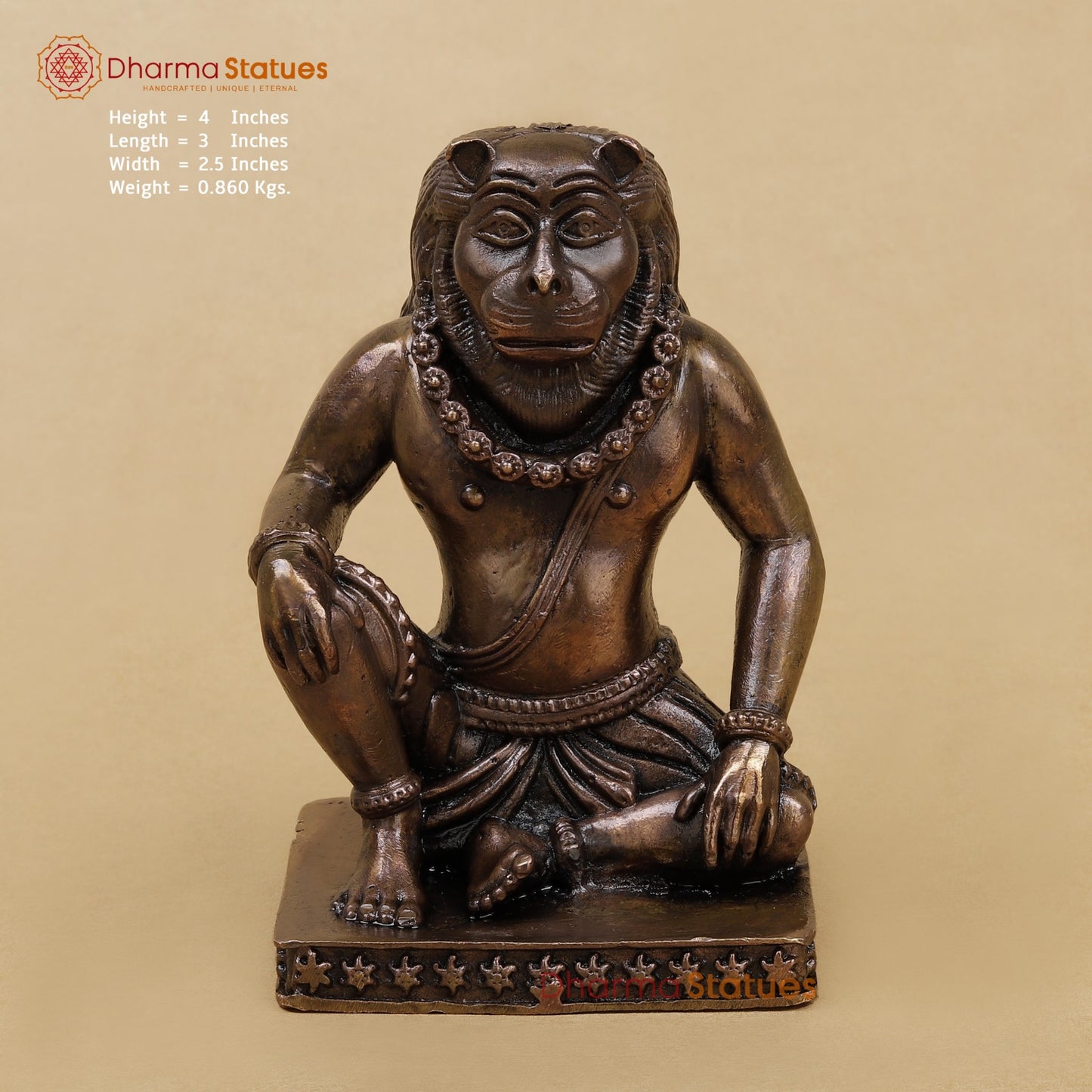 Copper Narsimha Seated Fine 4”