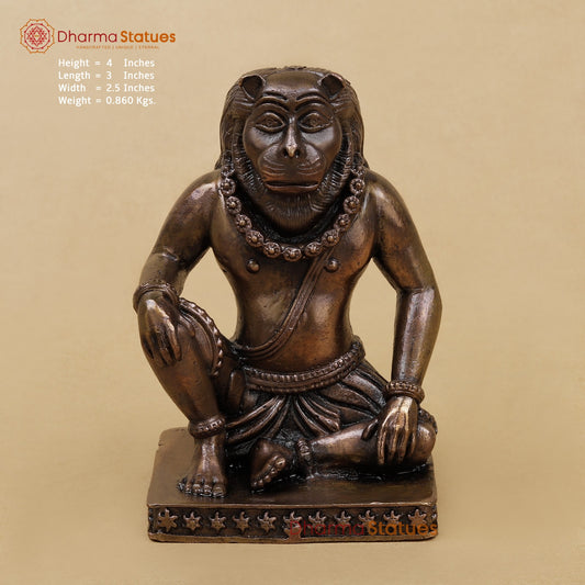 Copper Narsimha Seated Fine 4”