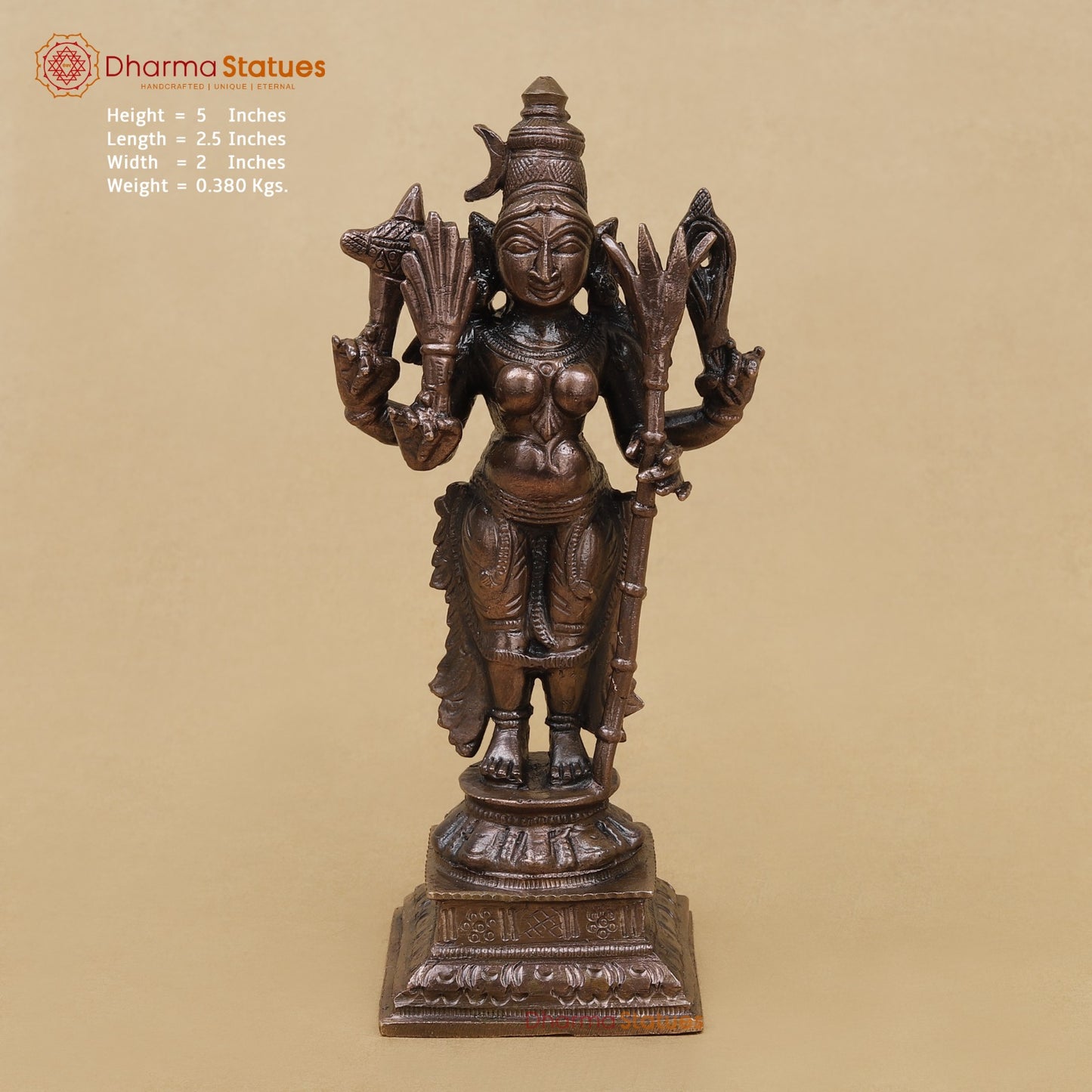 Copper Rajarajeshwari Standing Fine 5”