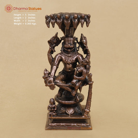 Copper Narsimha Lakshmi with Snake 5”