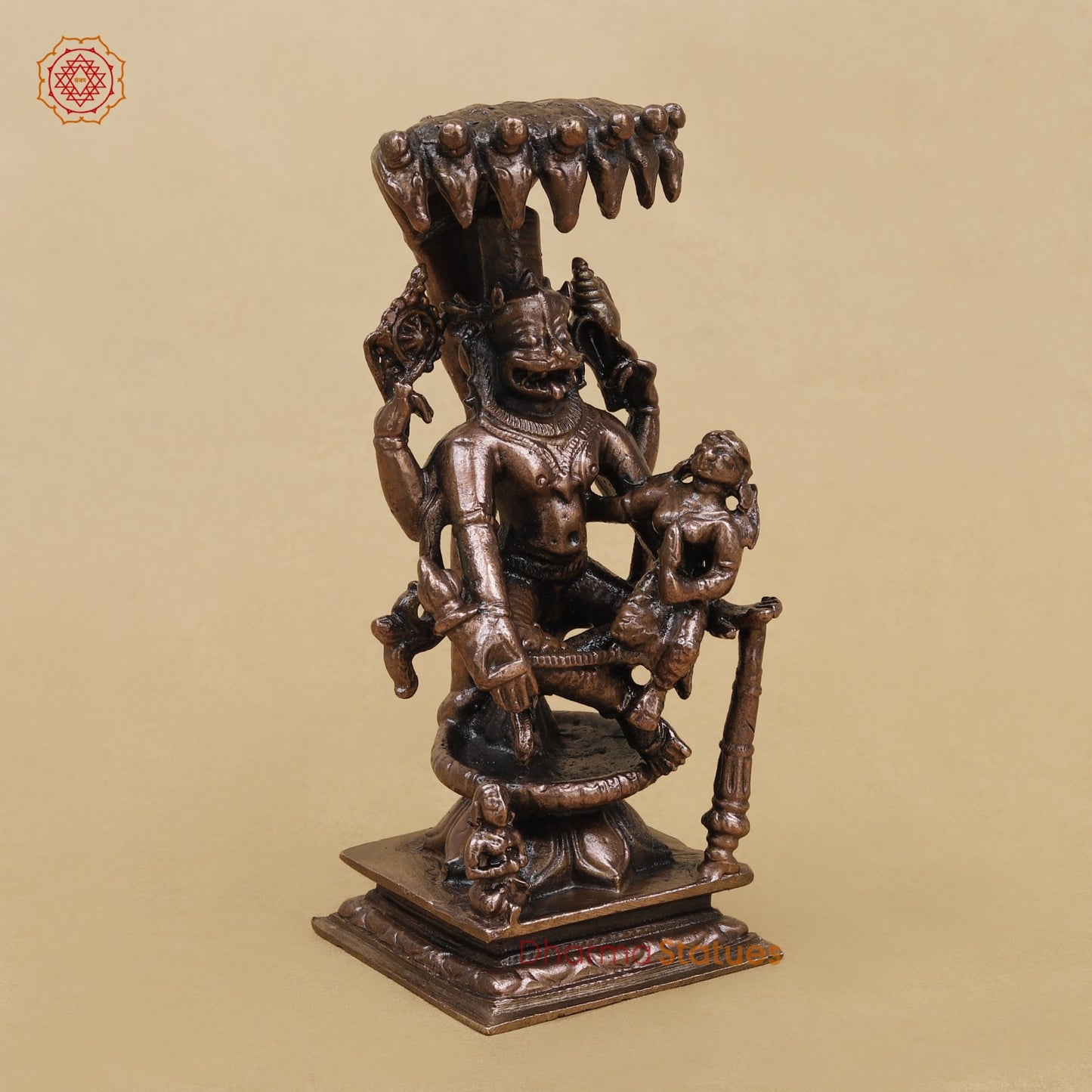 Copper Narsimha Lakshmi with Snake 5”