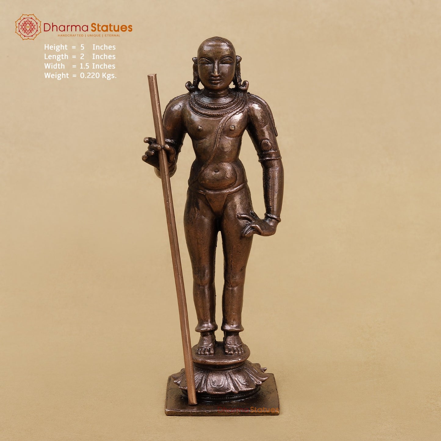 Copper Palani Murugan Karthikeya Idol (Dhandayuthapani Swamy) 5”