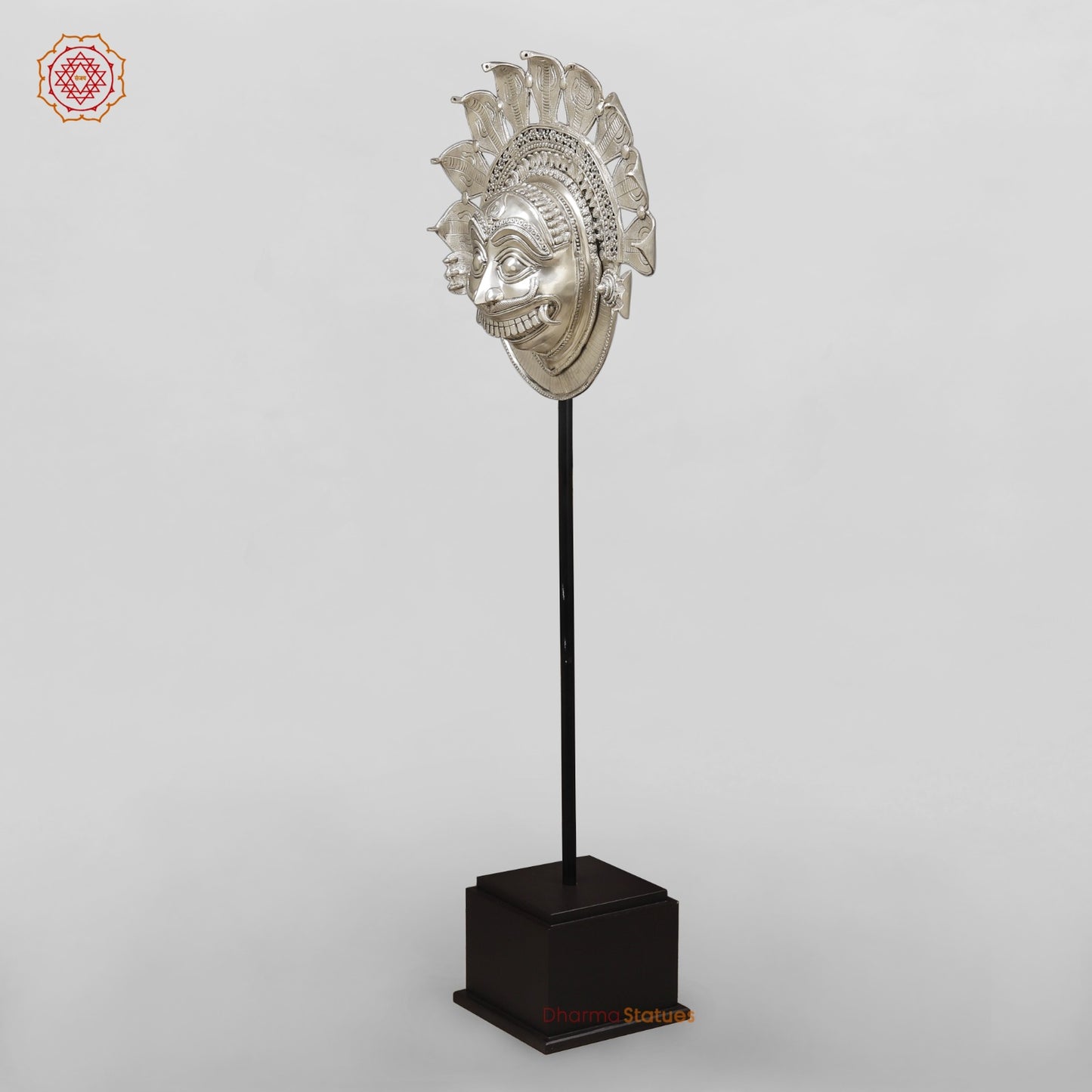 Brass Shiva Head and Lady bust fine With Wooden Base For home Decor, Silver finish 55”