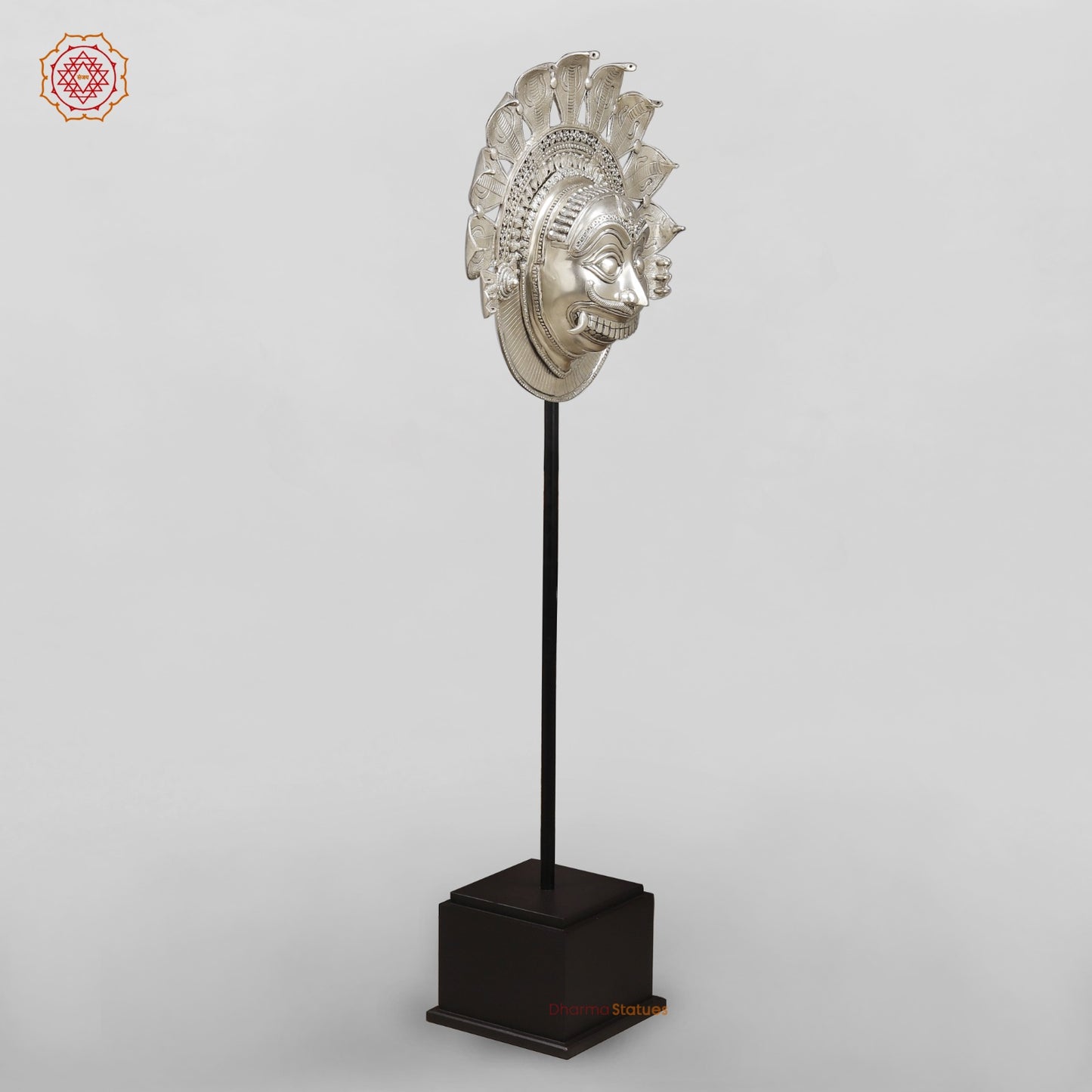 Brass Shiva Head and Lady bust fine With Wooden Base For home Decor, Silver finish 55”