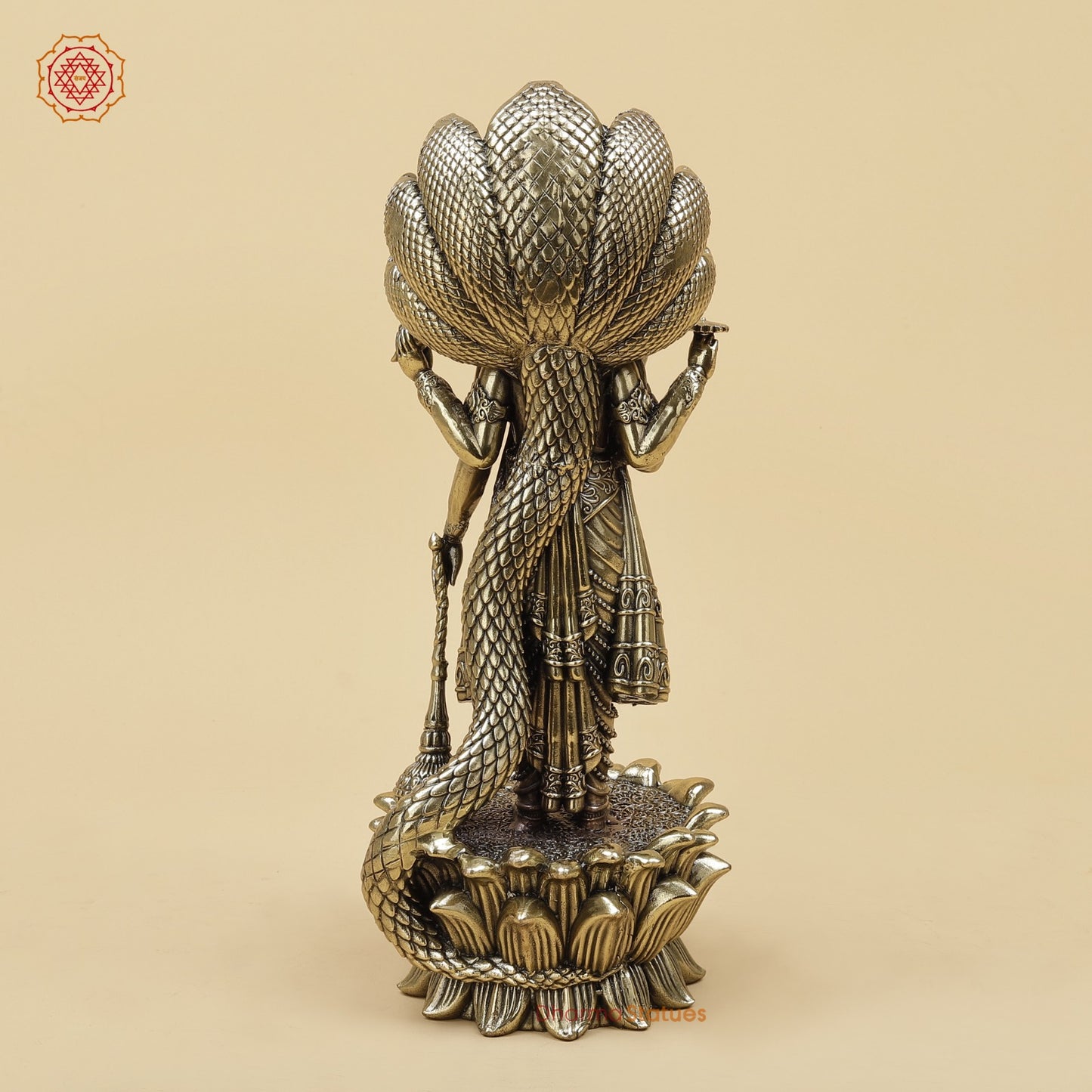 Brass Vishnu Standing With Vasuki Snake Fine 11”