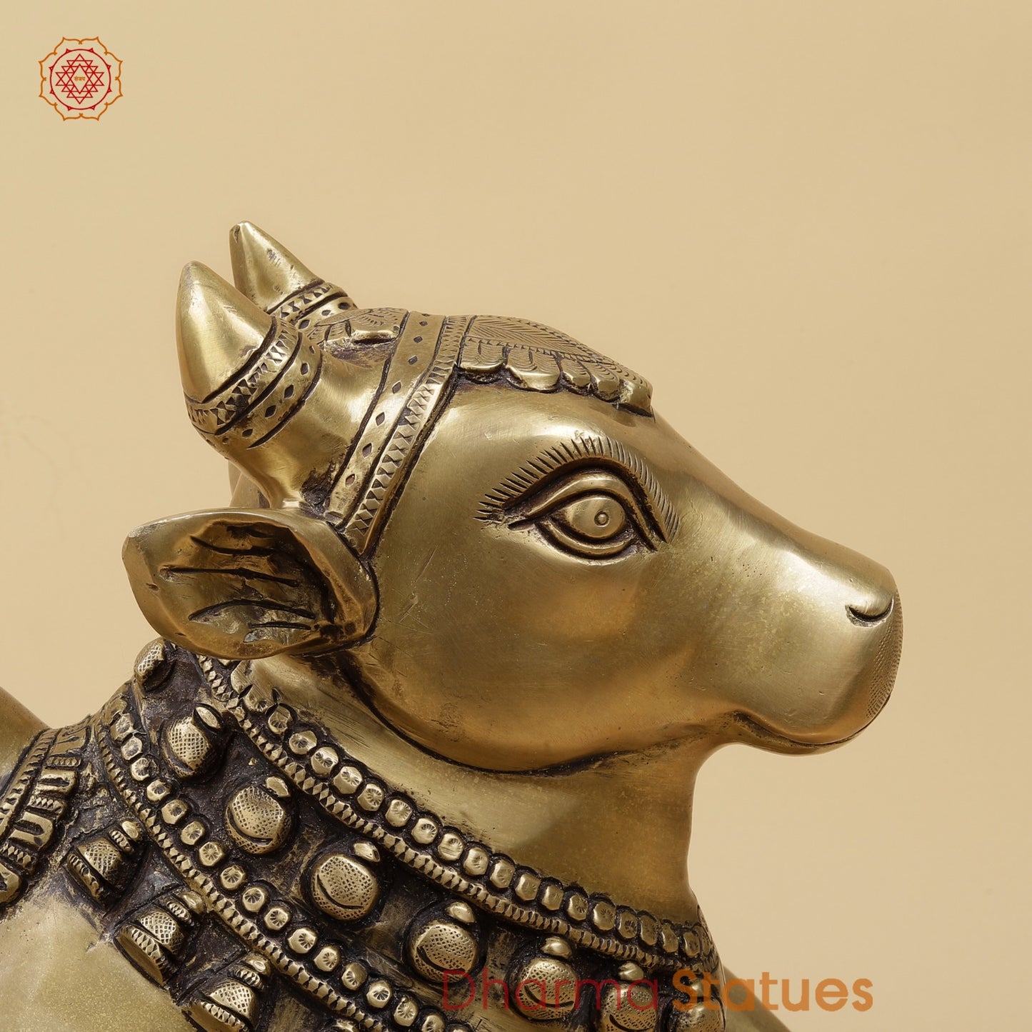 Brass Nandi Seated Fine, Antique Gold Finish 18”