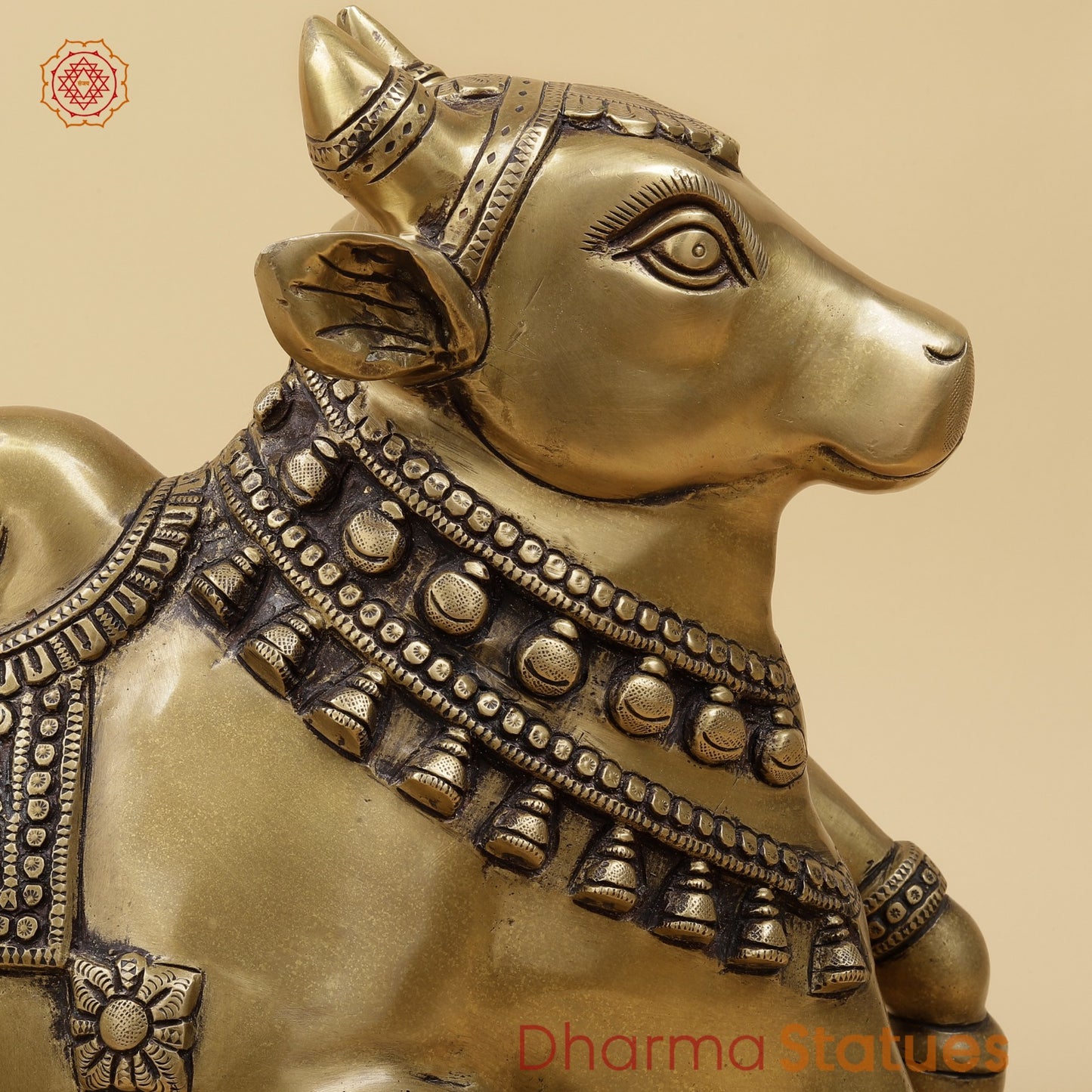 Brass Nandi Seated Fine, Antique Gold Finish 18”