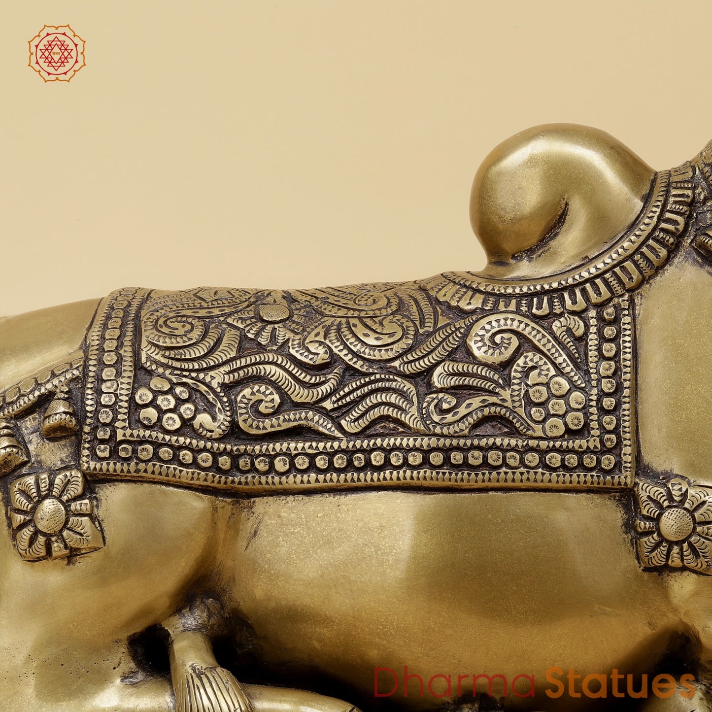 Brass Nandi Seated Fine, Antique Gold Finish 18”