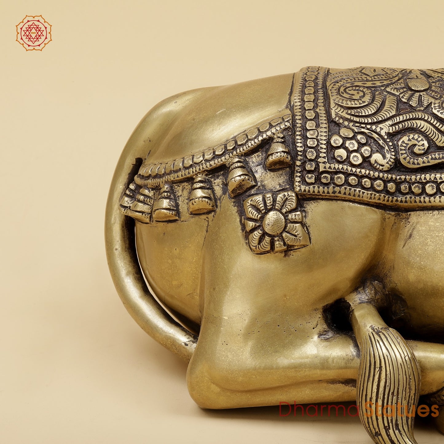 Brass Nandi Seated Fine, Antique Gold Finish 18”