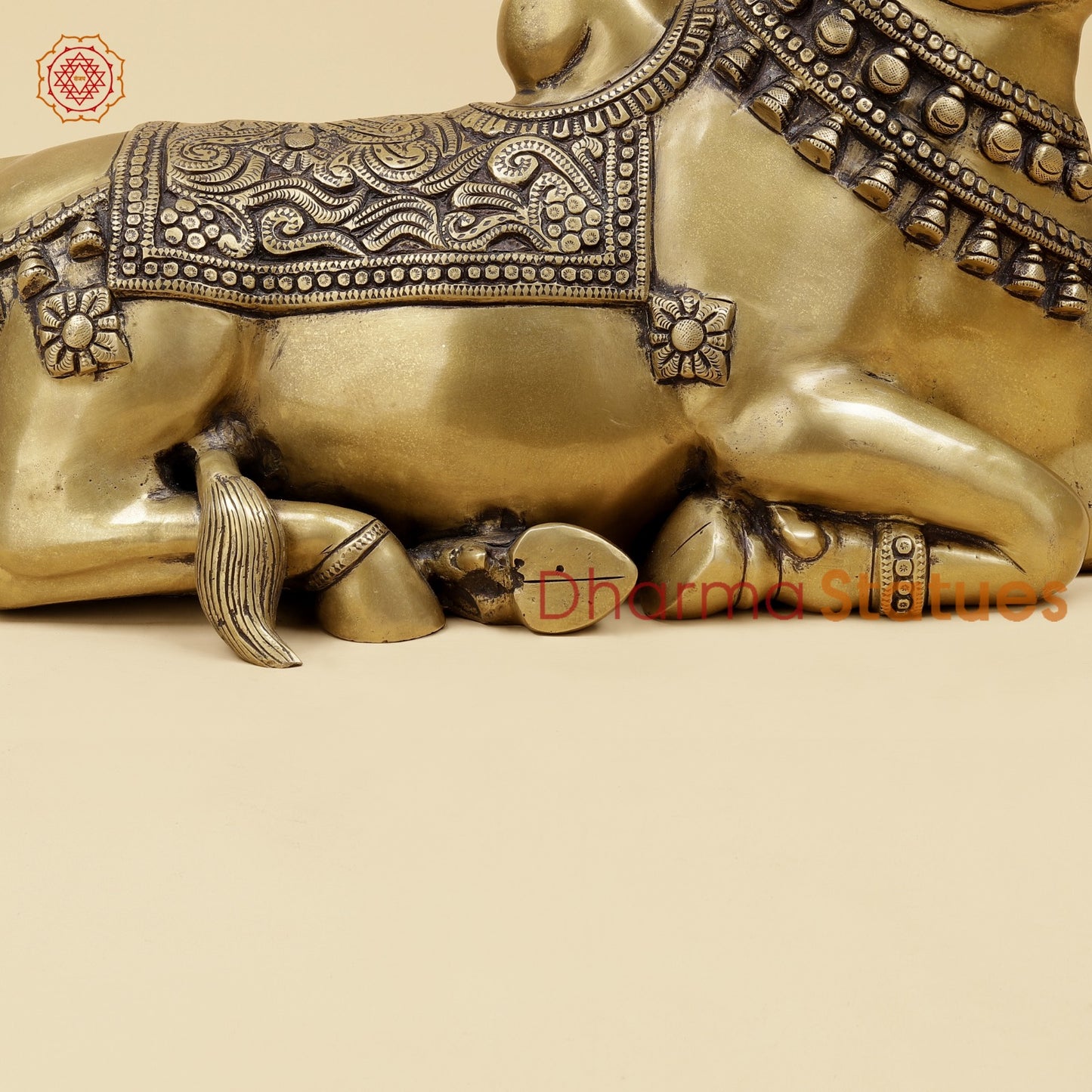 Brass Nandi Seated Fine, Antique Gold Finish 18”
